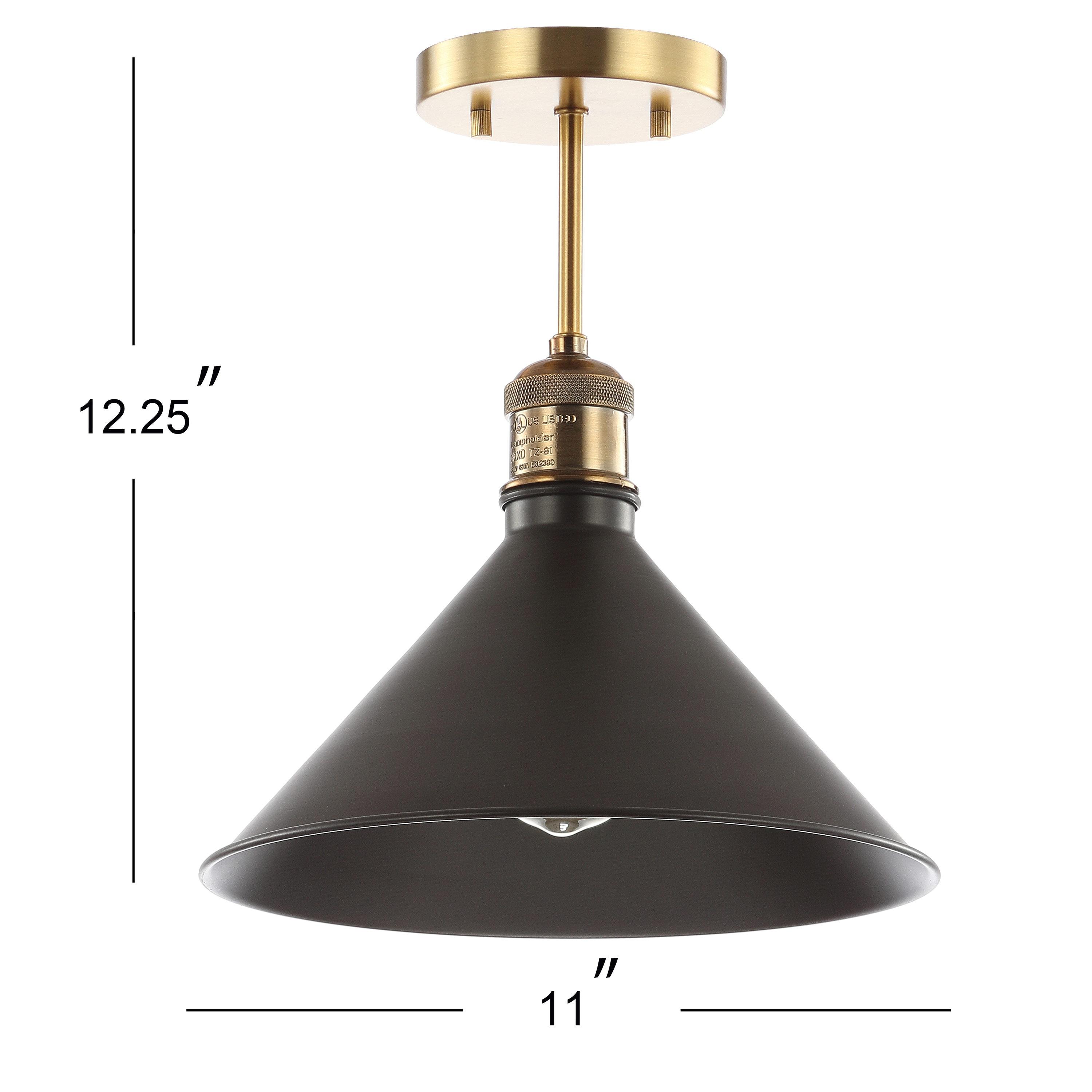 Nick 11" Metal LED Semi-Flush Mount, Oil Rubbed Bronze/Brass Gold