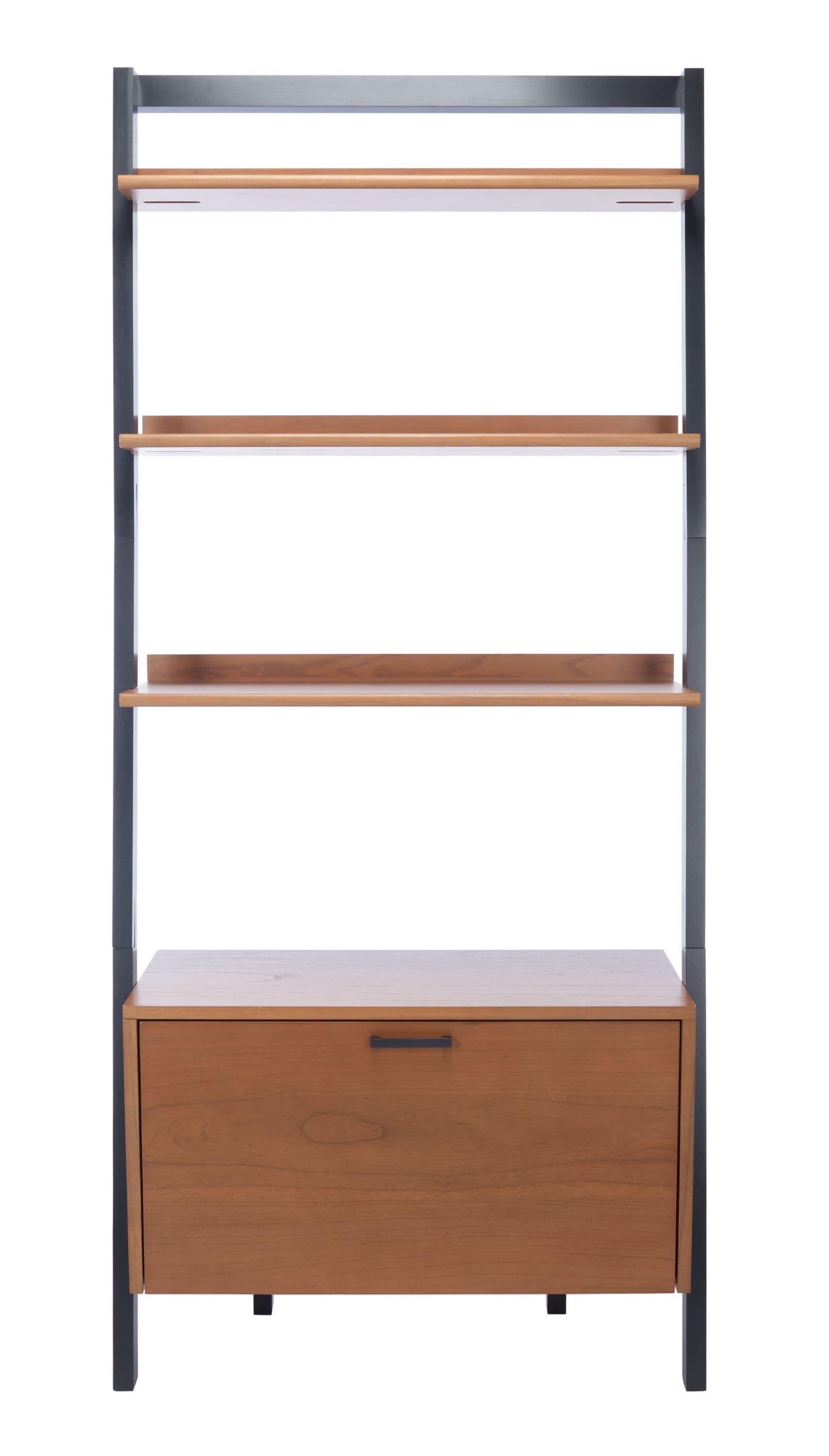 Vlad 3 Shelf 1 Door Etagere - ETG9405 - Natural/Charcoal - Safavieh