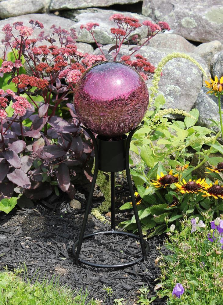 13.5" Iron Trestle II Gazing Globe Ball Stand Black - ACHLA Designs