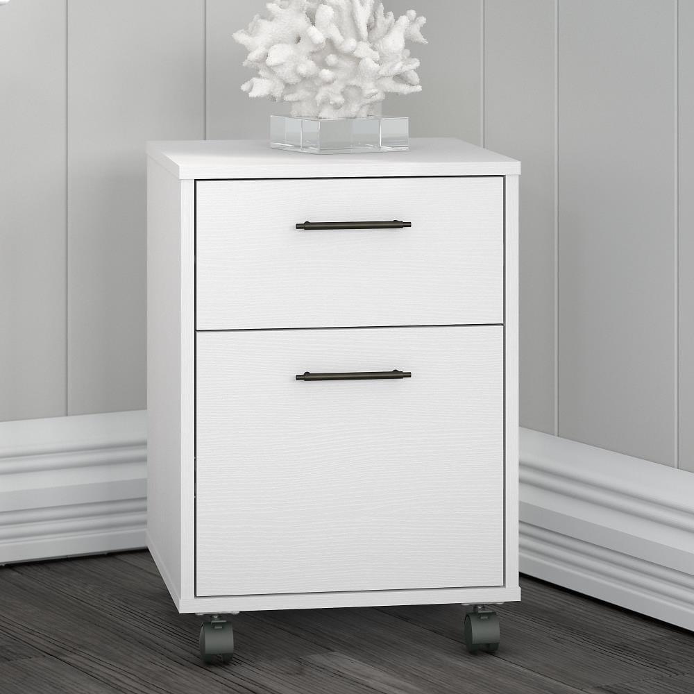 Bush Furniture Key West Mobile File Cabinet, 2 Drawer, Pure White Oak