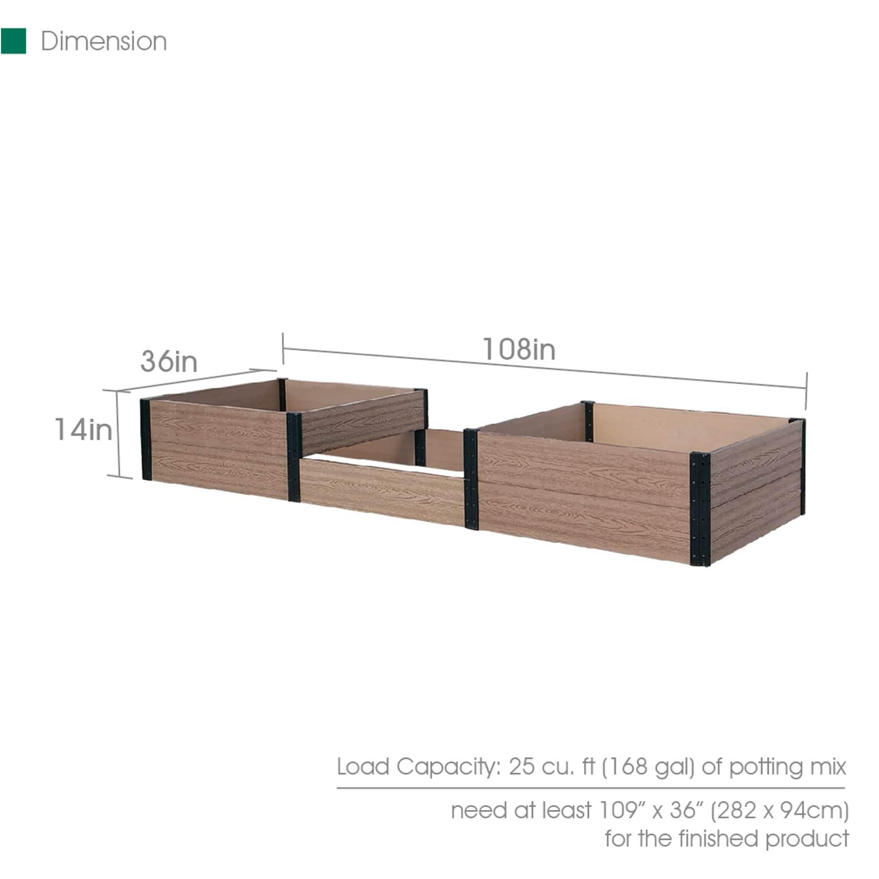 Brown and Black Composite Wood and Steel Raised Garden Bed