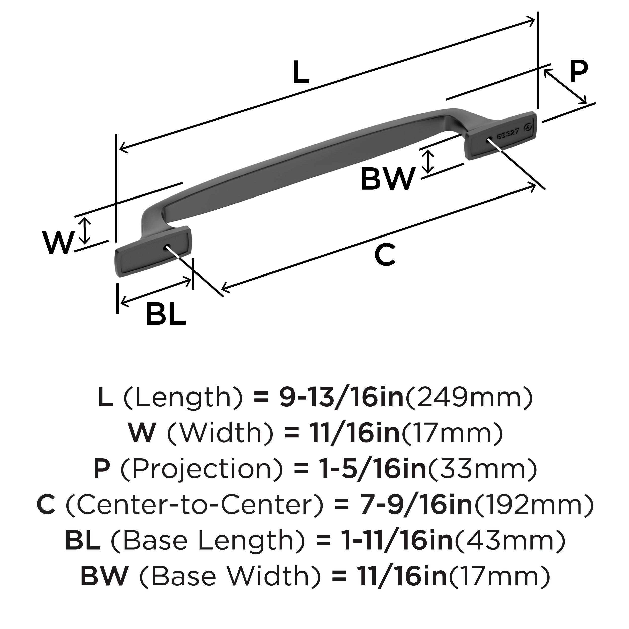 Amerock Highland Ridge 7-9/16 inch (192mm) Center-to-Center Black Bronze Cabinet Pull