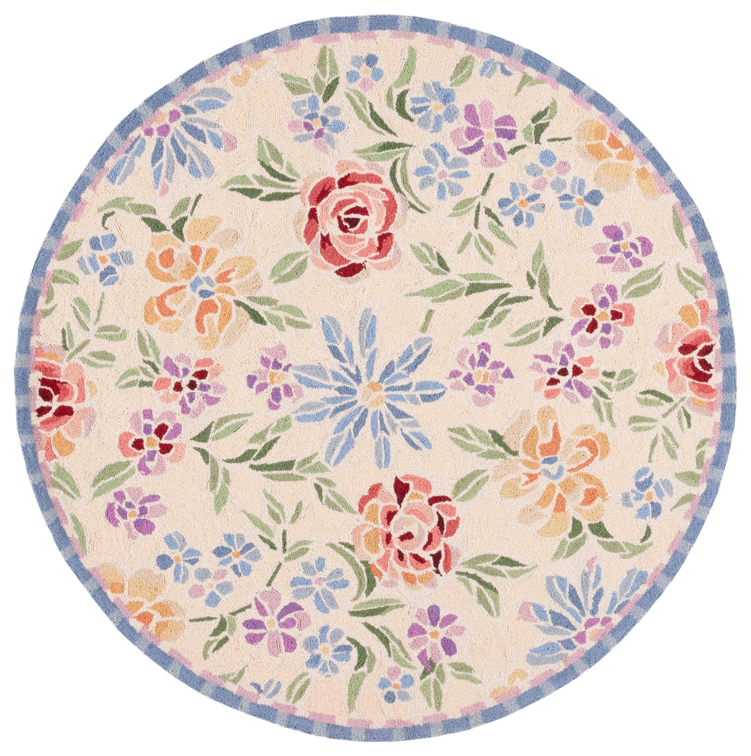 SAFAVIEH Chelsea Endika Floral Wool Area Rug, Ivory, 3' x 3' Round