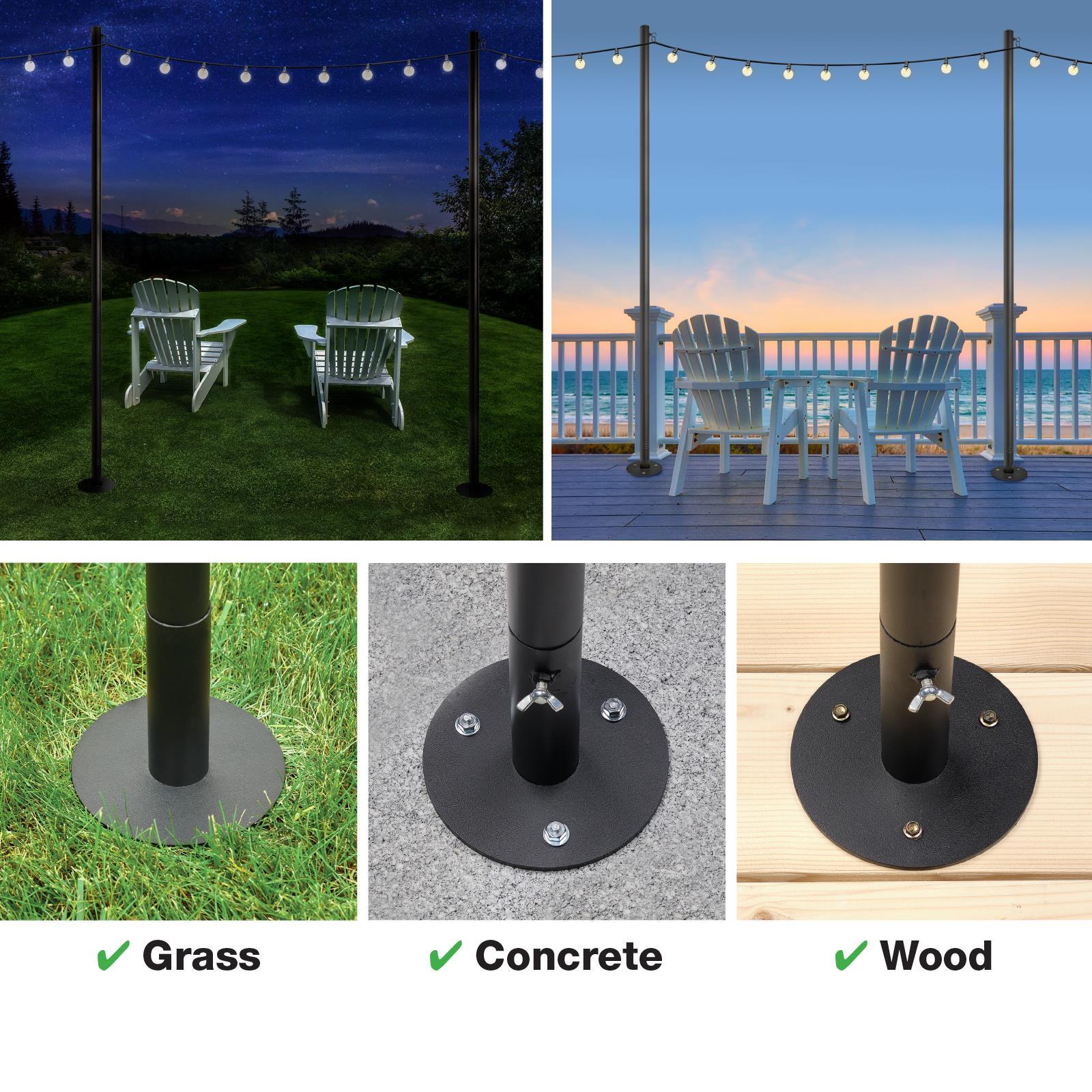 Bistro String Light Poles & 50ft of String Lights