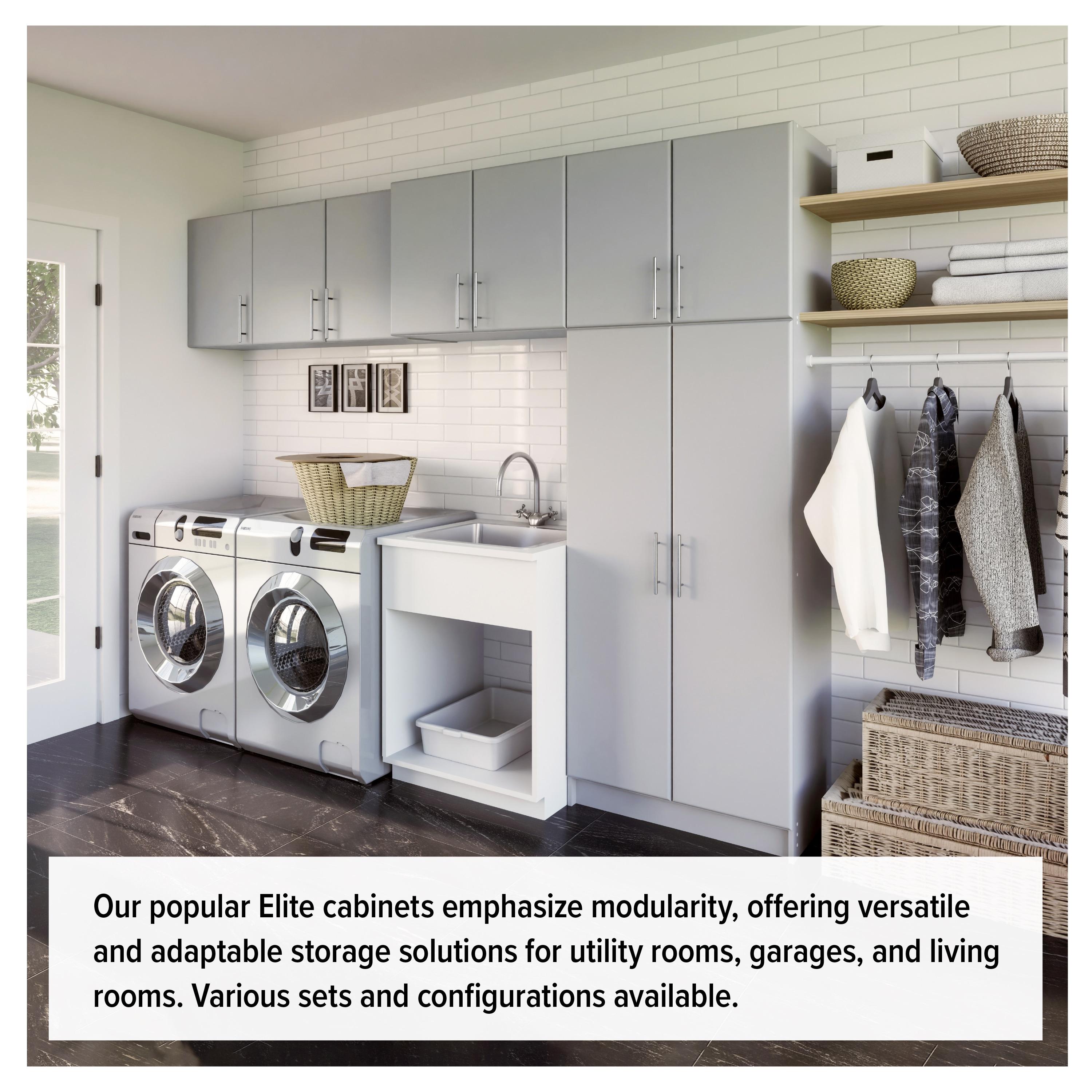 Prepac Elite 2-Door Freestanding Wardrobe Cabinet, 20" D x 32" W x 65" H, Light Gray