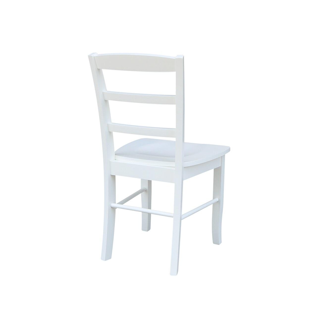 International Concepts Set of Two Madrid Solid Wood Ladderback Chairs in White