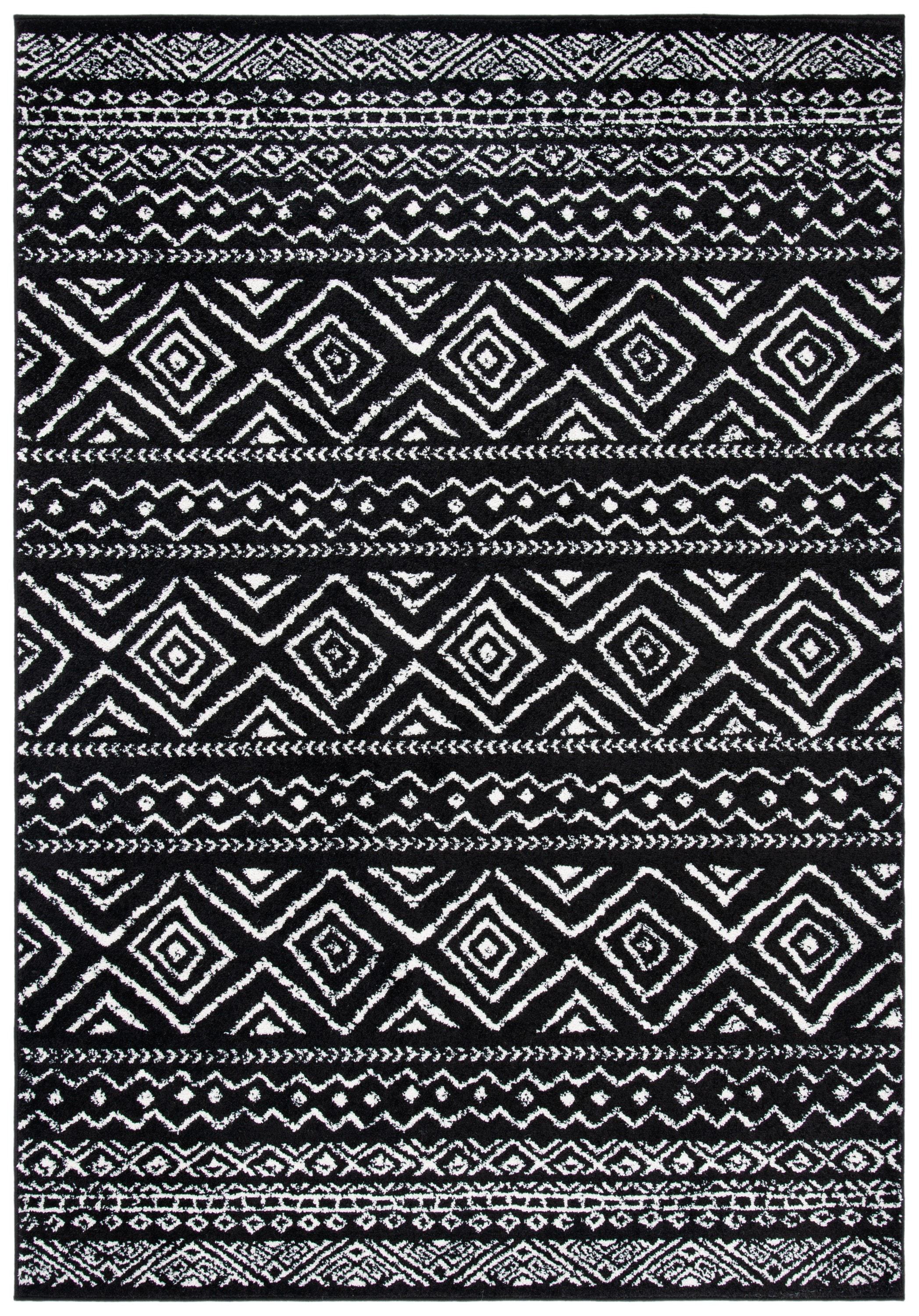 Tulum TUL267 Power Loomed Area Rug - Black/Ivory - 5'3"x7'6" - Safavieh.