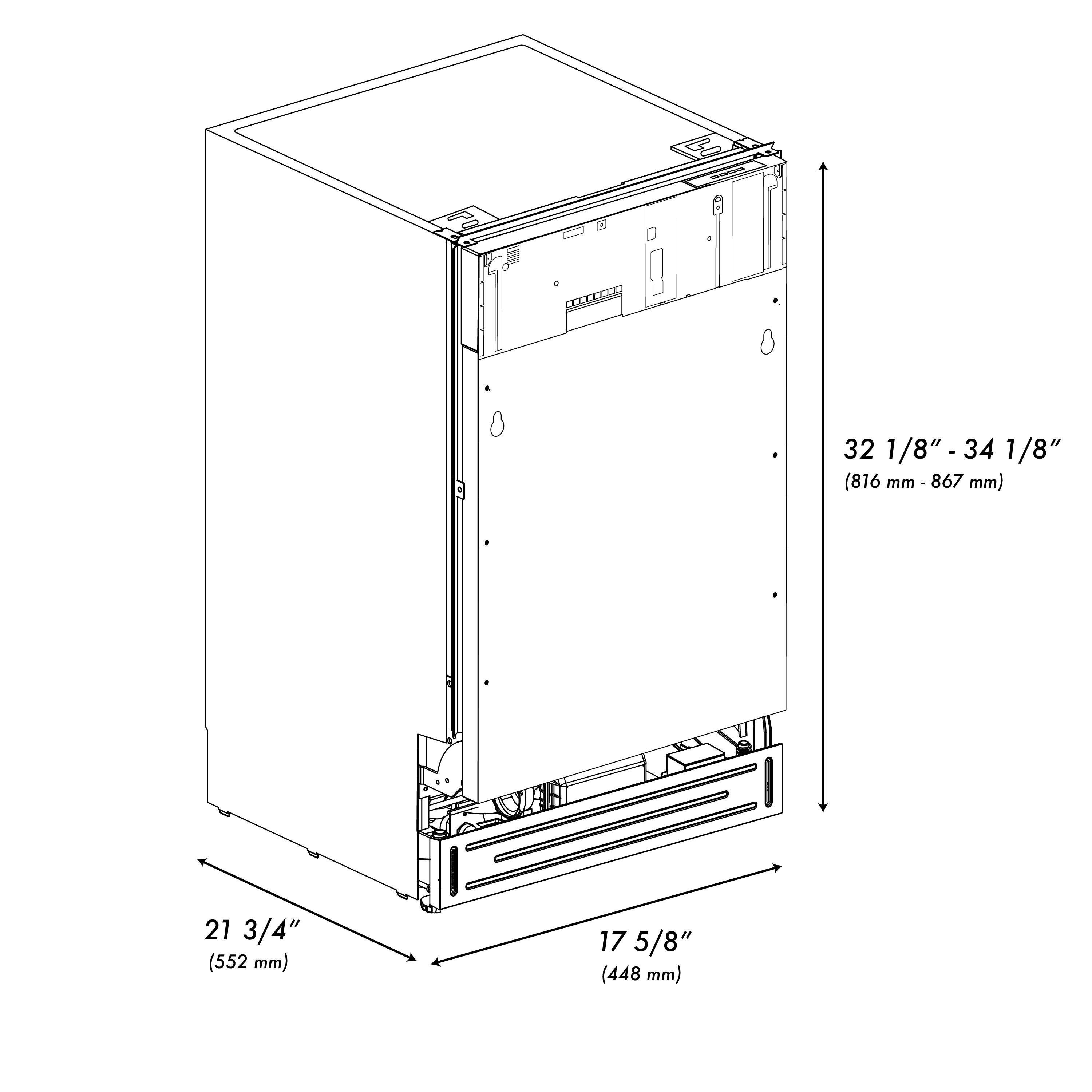 ZLINE DWV-18 ZLINE 18 in. Tallac Series Dishwasher in Custom Panel Ready W/ Stainless Steel Tub, 51dBa