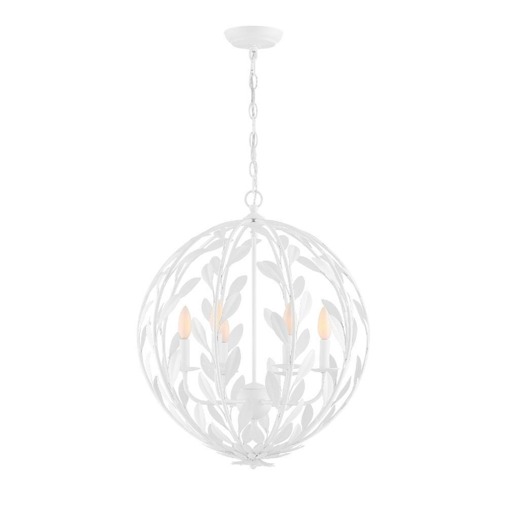 Mini Elegance 6-Light Matte White Floral Chandelier