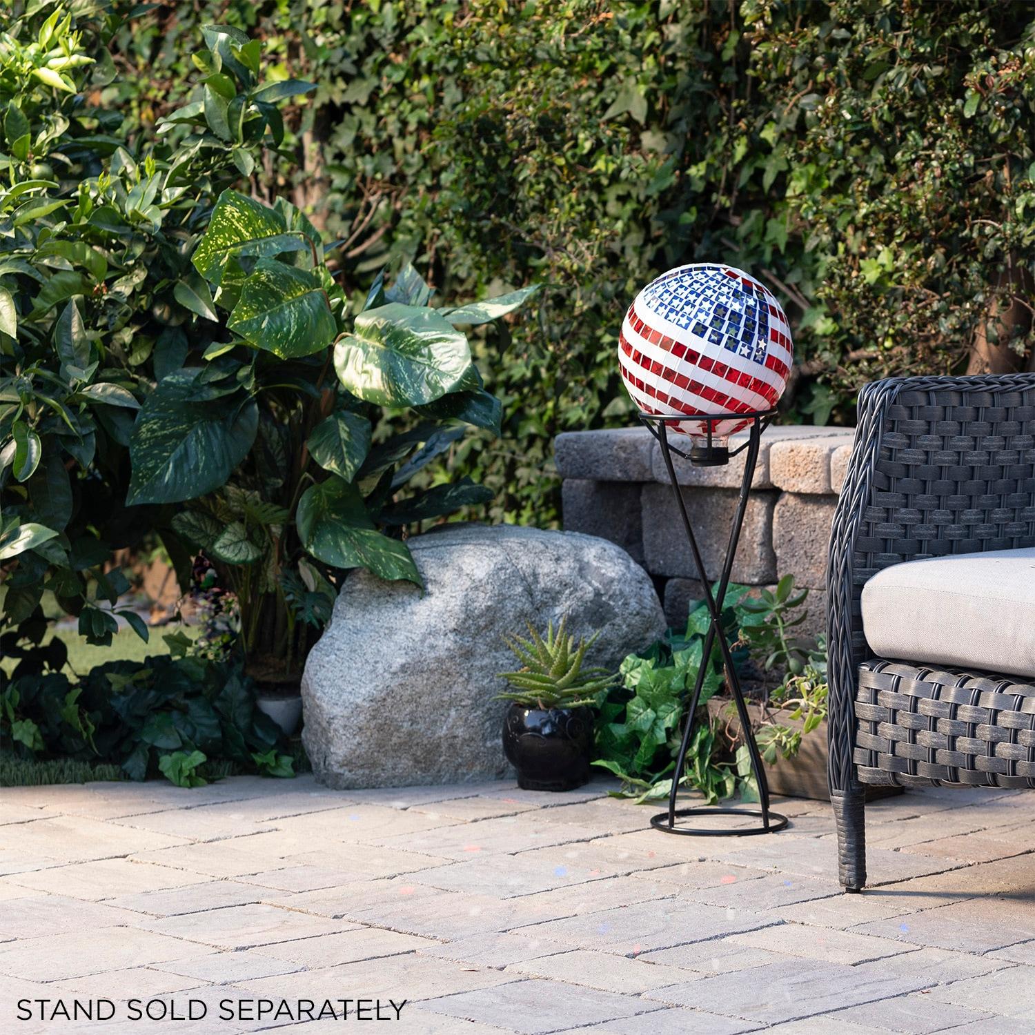 Patriotic Mosaic Glass American Flag Gazing Globe