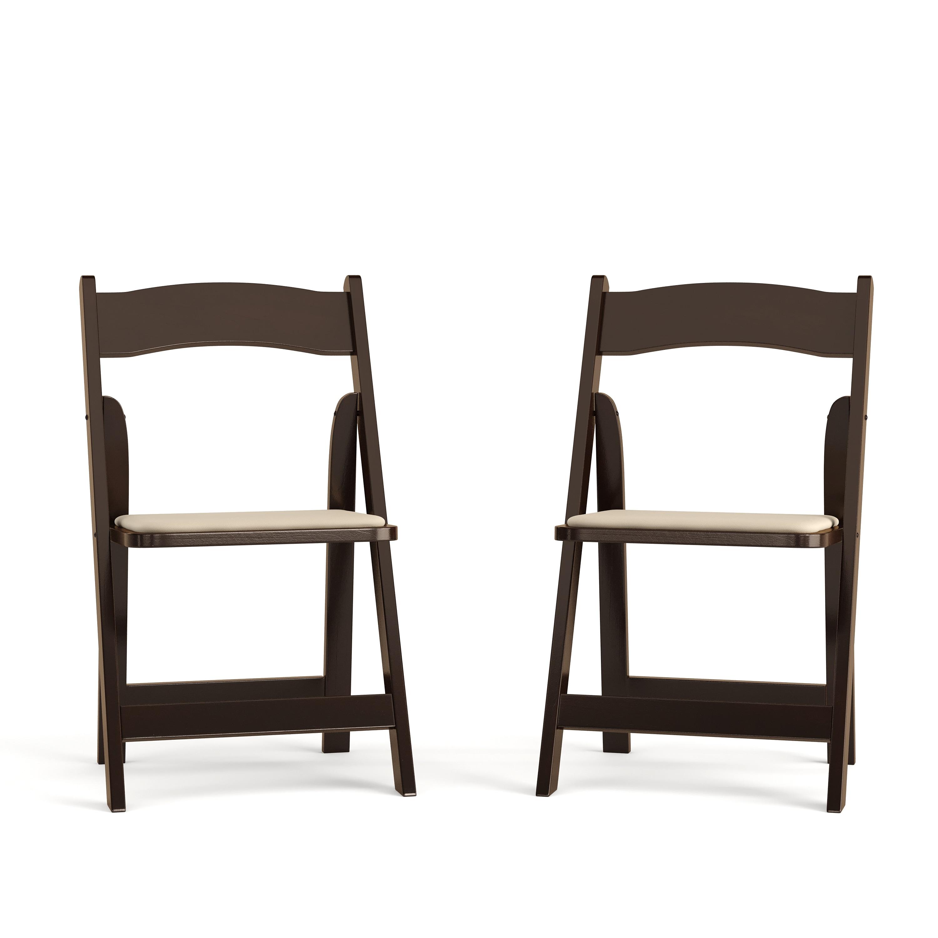 Flash Furniture 2 Pack HERCULES Series Fruitwood Wood Folding Chair with Vinyl Padded Seat