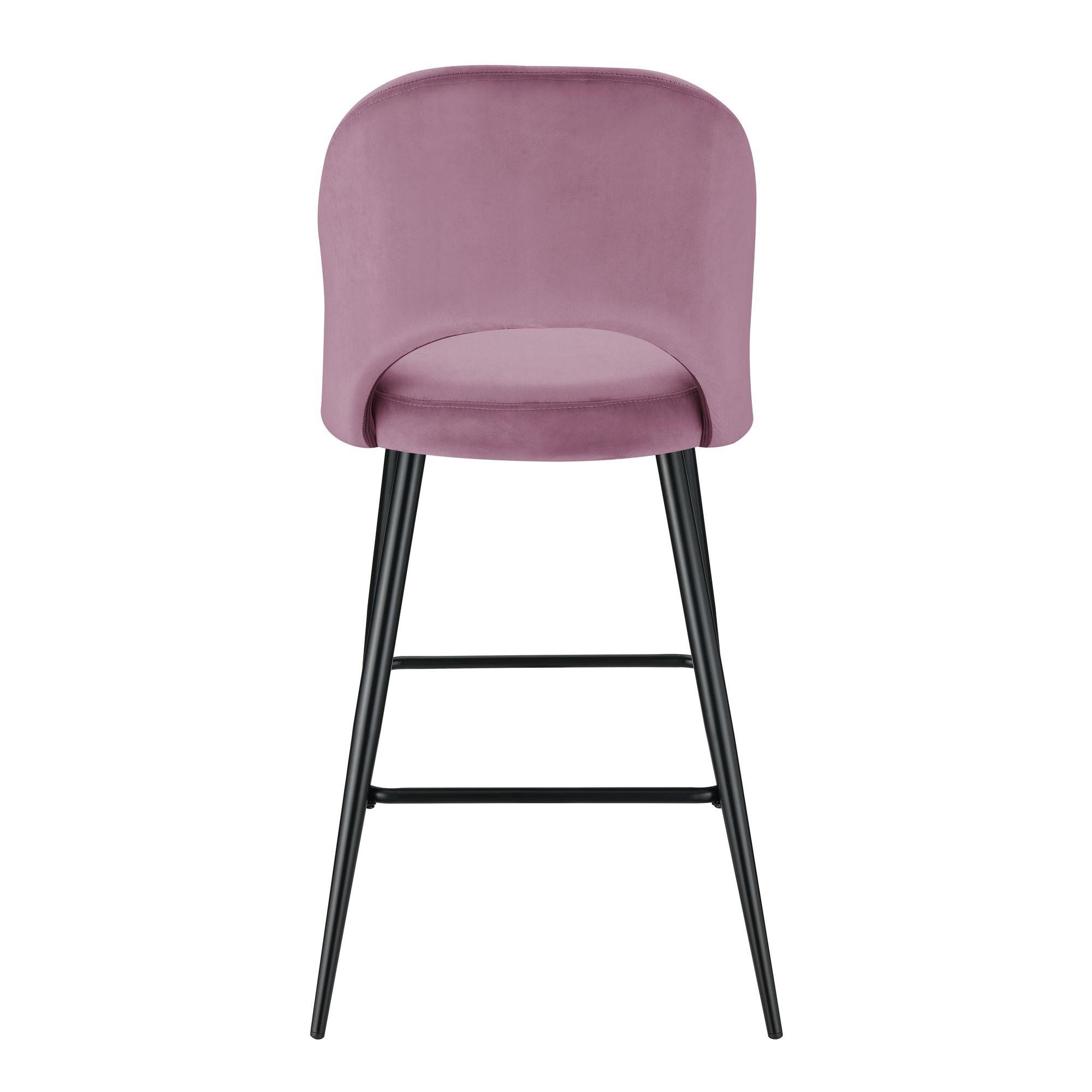 Picket House Furnishings Loran Bar Stool Set in Pink Velvet Fabric