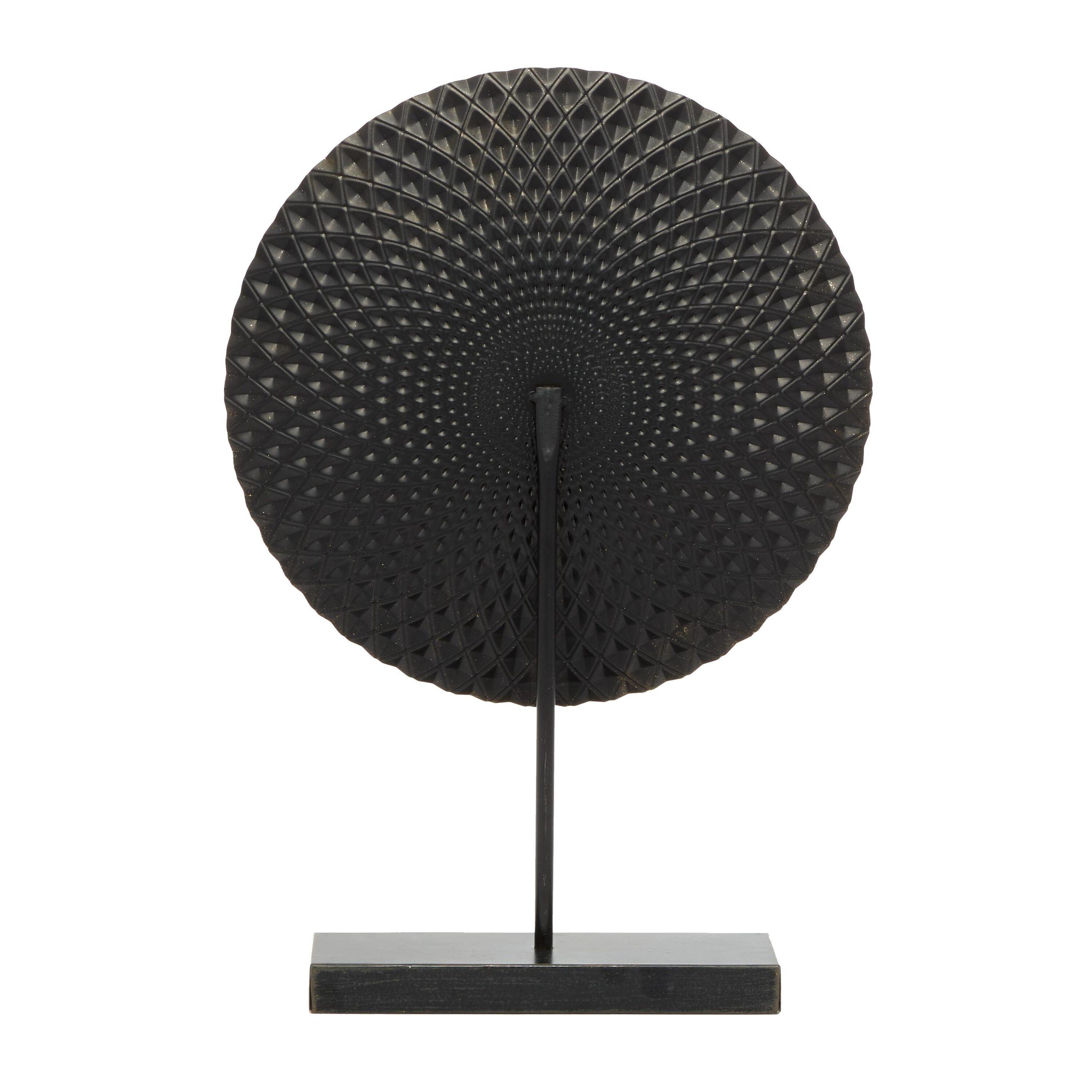 Dakota Fields Diahna Metal Geometric Decorative Gray Sculpture with Black Base