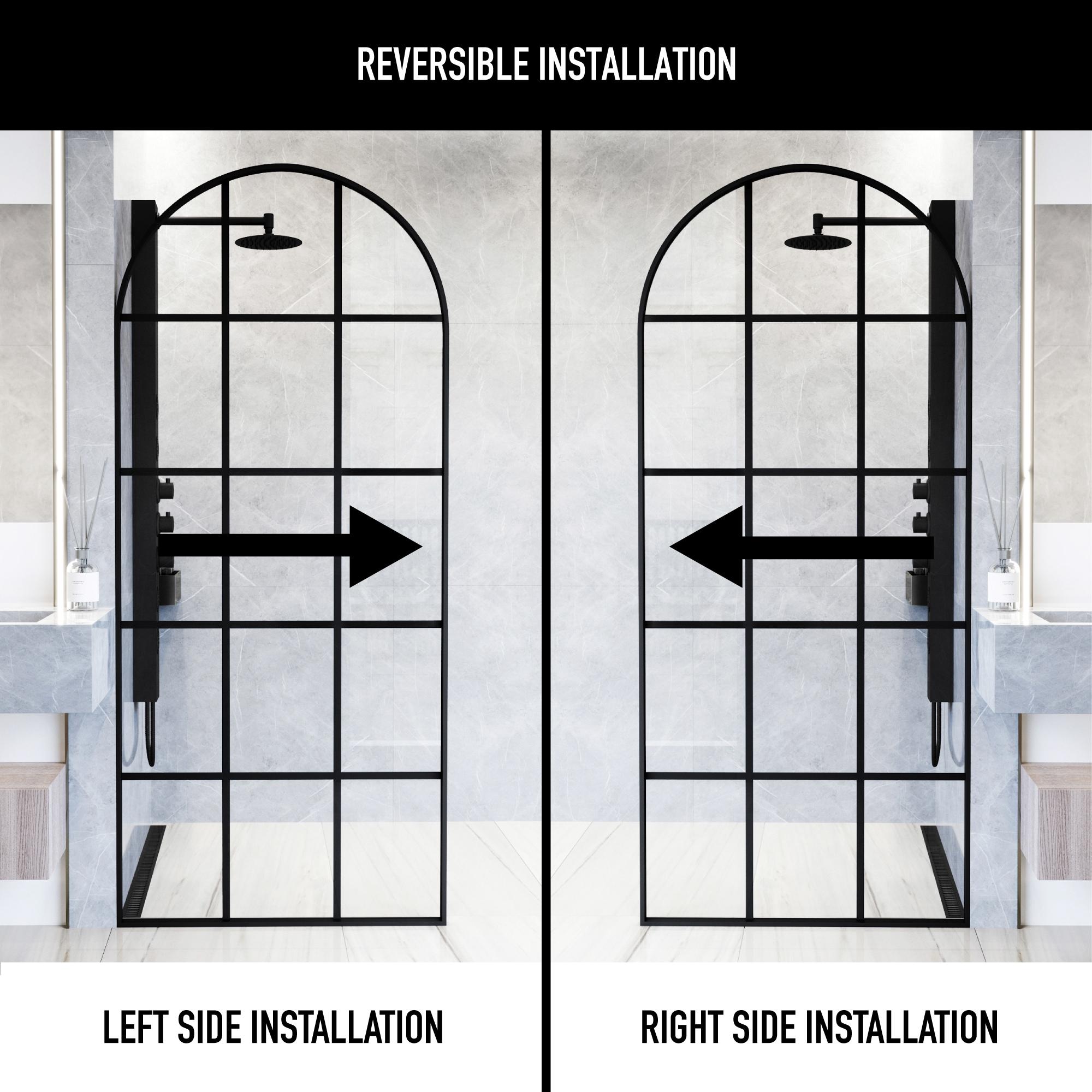 Arden 34" W x 78" H Fixed Framed Shower Screen with 3/8" Grid Clear Glass