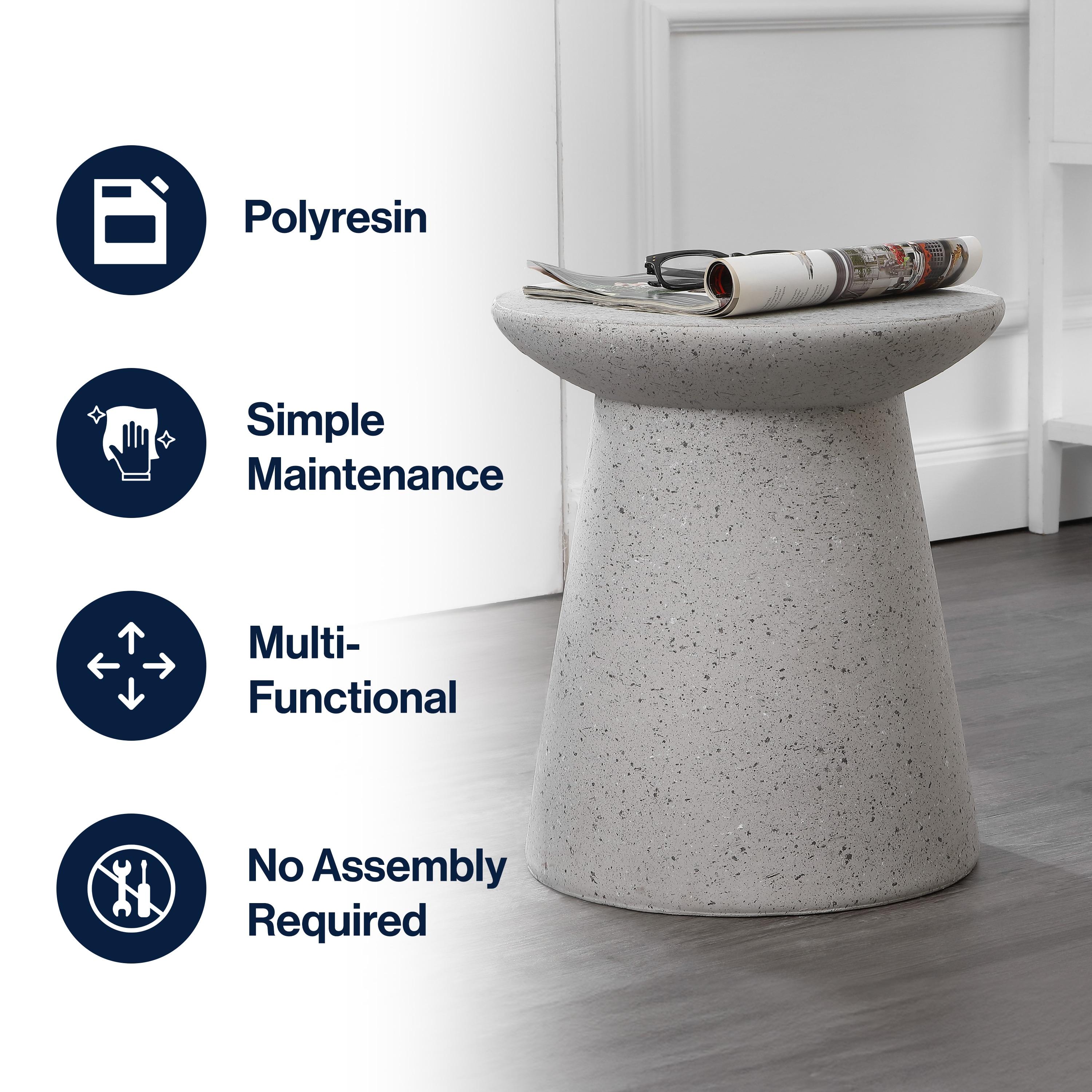Hollie 18" Minimalist Modern Drum Accent Table Pedestal, Gray Terrazzo Finish - JONATHAN Y