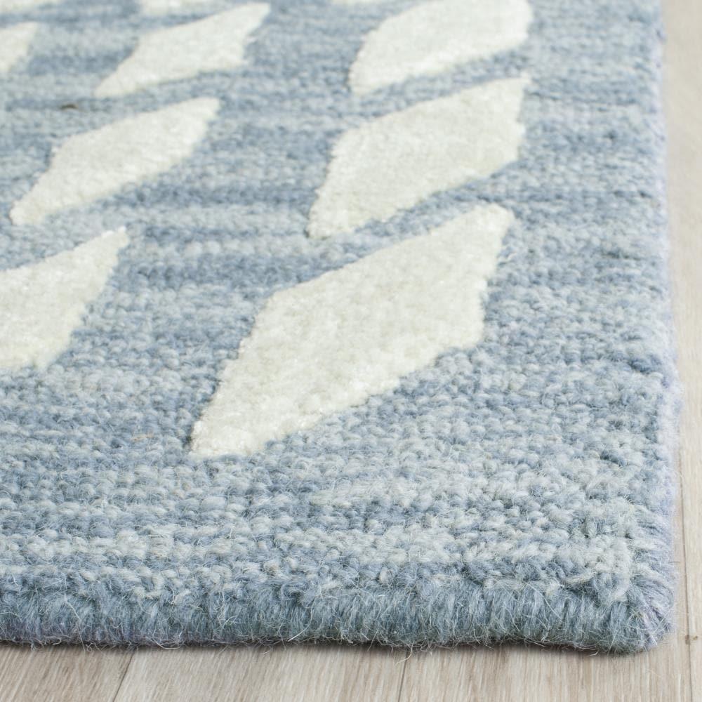 Bella BEL126 Hand Tufted Area Rug - Blue/Ivory - 5'x5' - Safavieh.