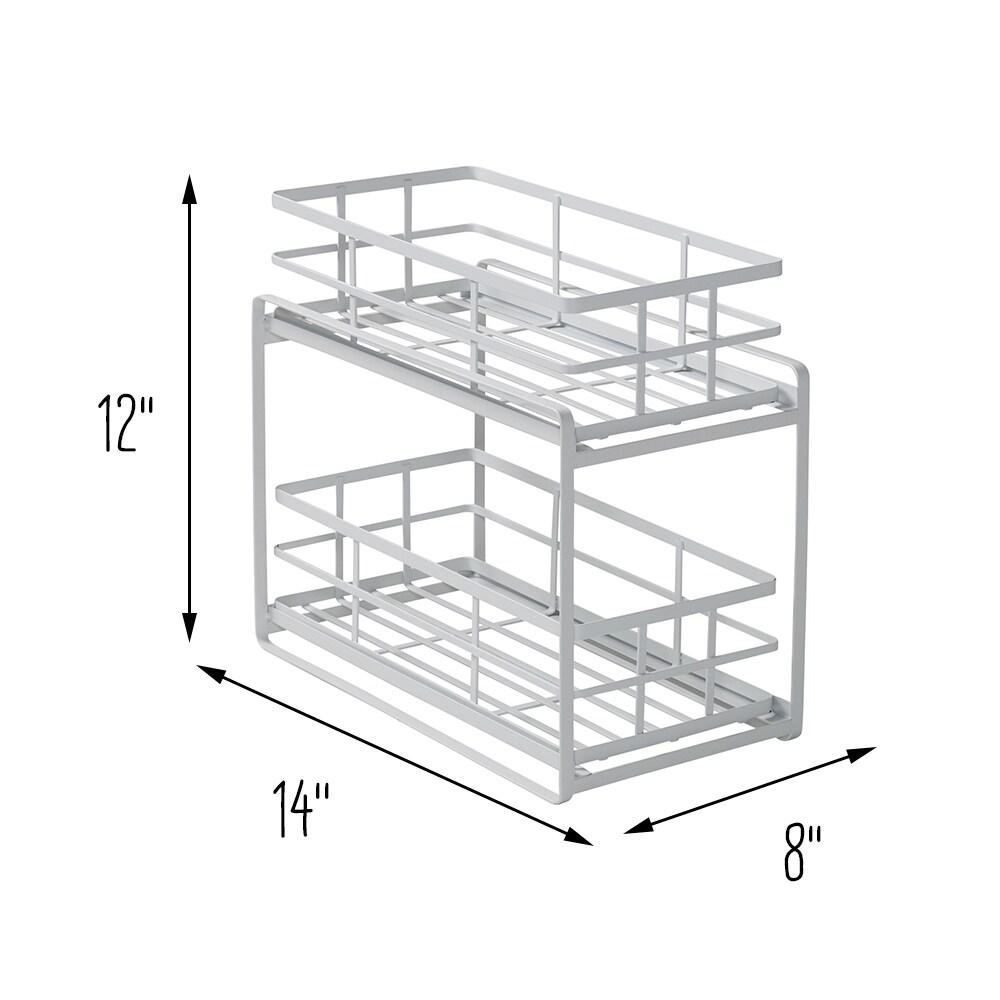 Honey-Can-Do Flat Wire Sliding Basket Organizer - White: Kitchen Organizer, Under Sink Storage, Steel, 12" H x 14" W x 8" D