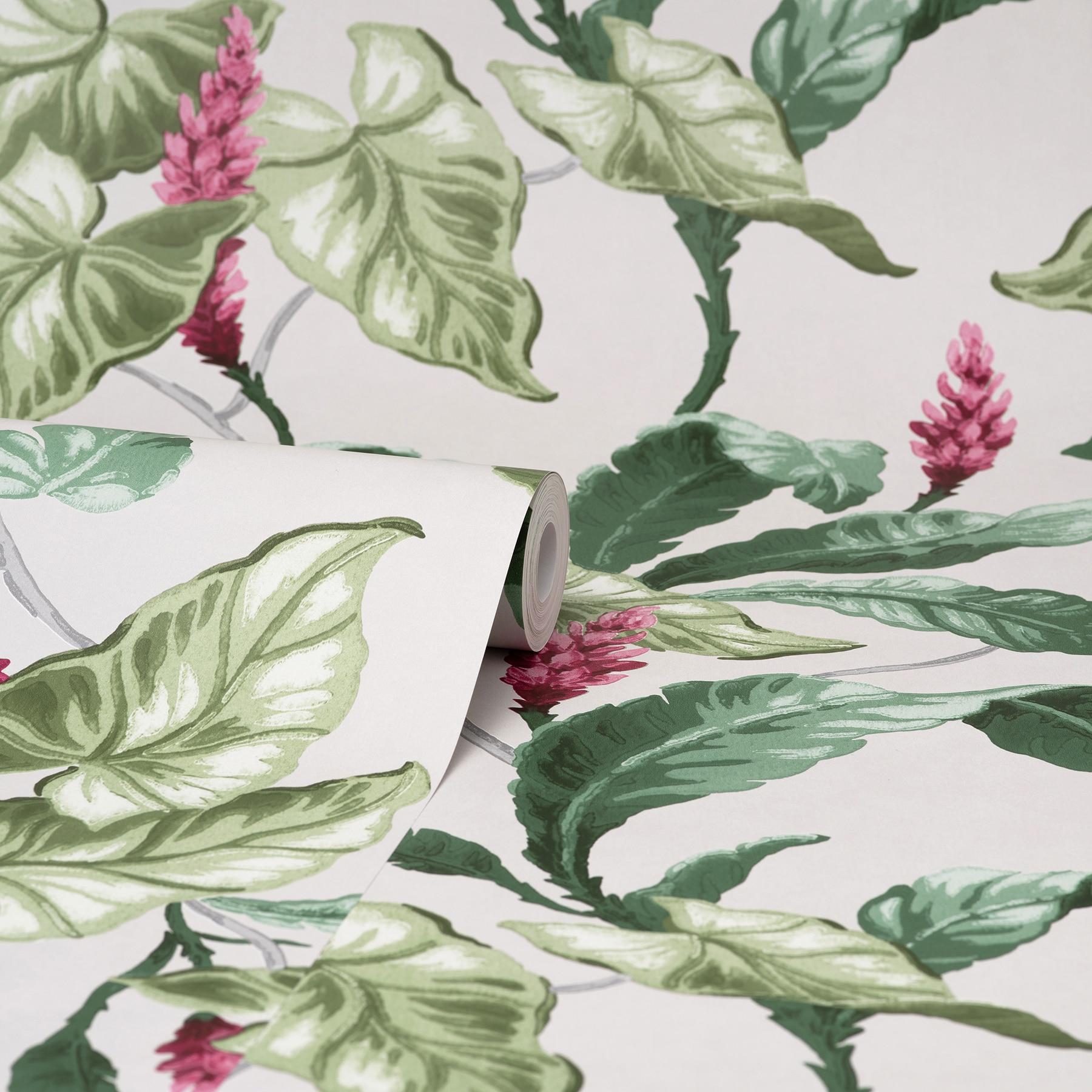 Brewster Home Fashions Meridian Parade Green Tropical Leaves Wallpaper