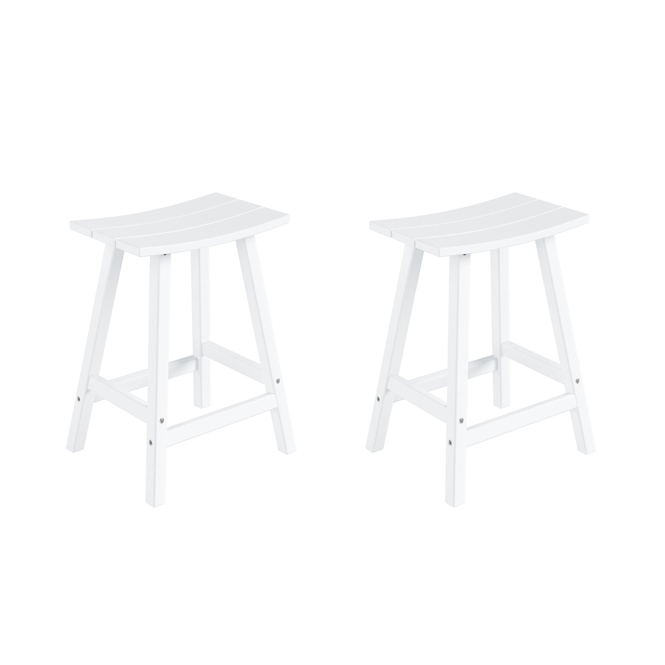 Polytrends Laguna Hdpe All Weather Outdoor Patio 24" Saddle Seat Counter Stool (Set Of 2) White