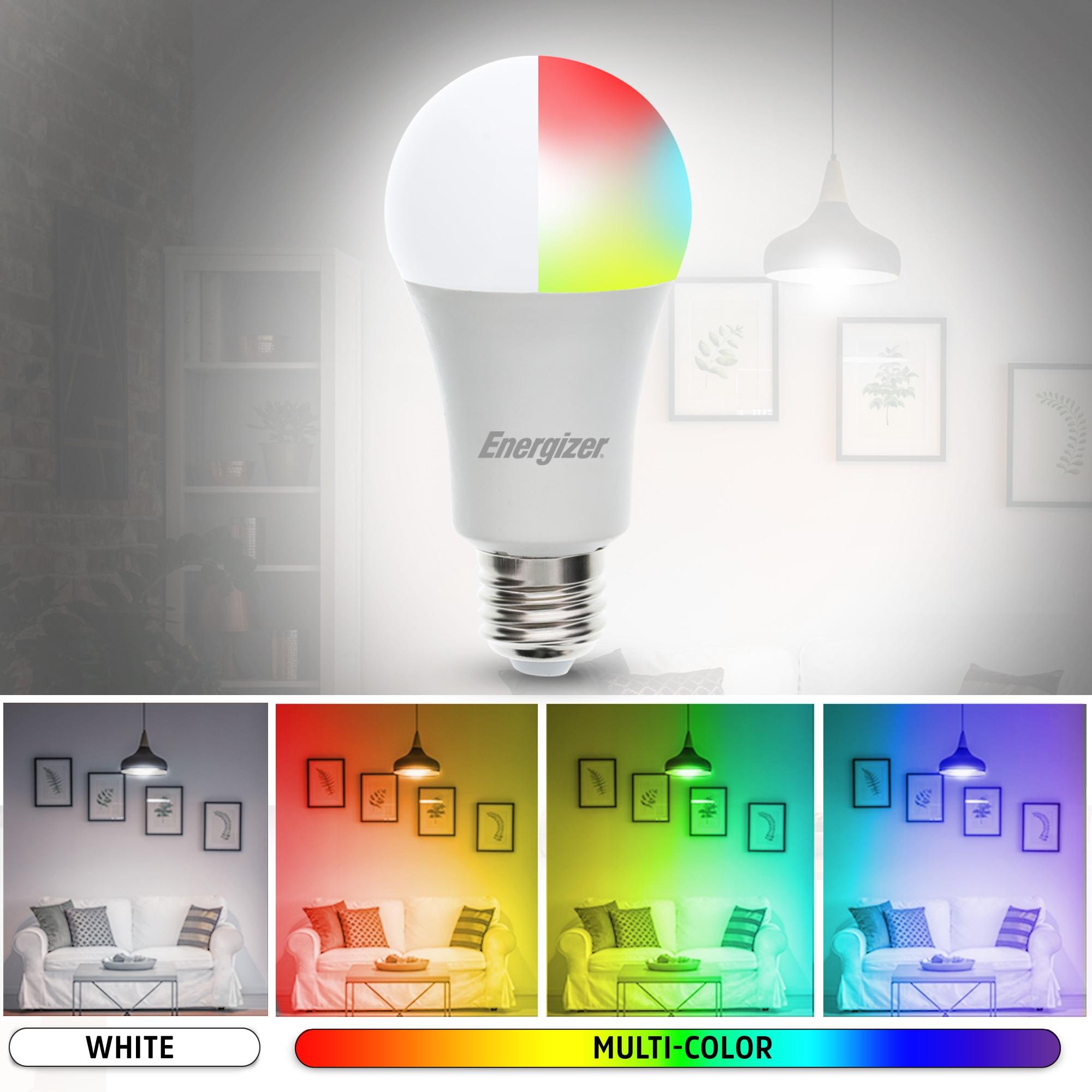 Energizer Connect Smart A19 LED White & Multi-Color RGB Light Bulbs with Voice Control and Remote Access Through Your Smartphone | Compatible with Alexa and Google Assistant