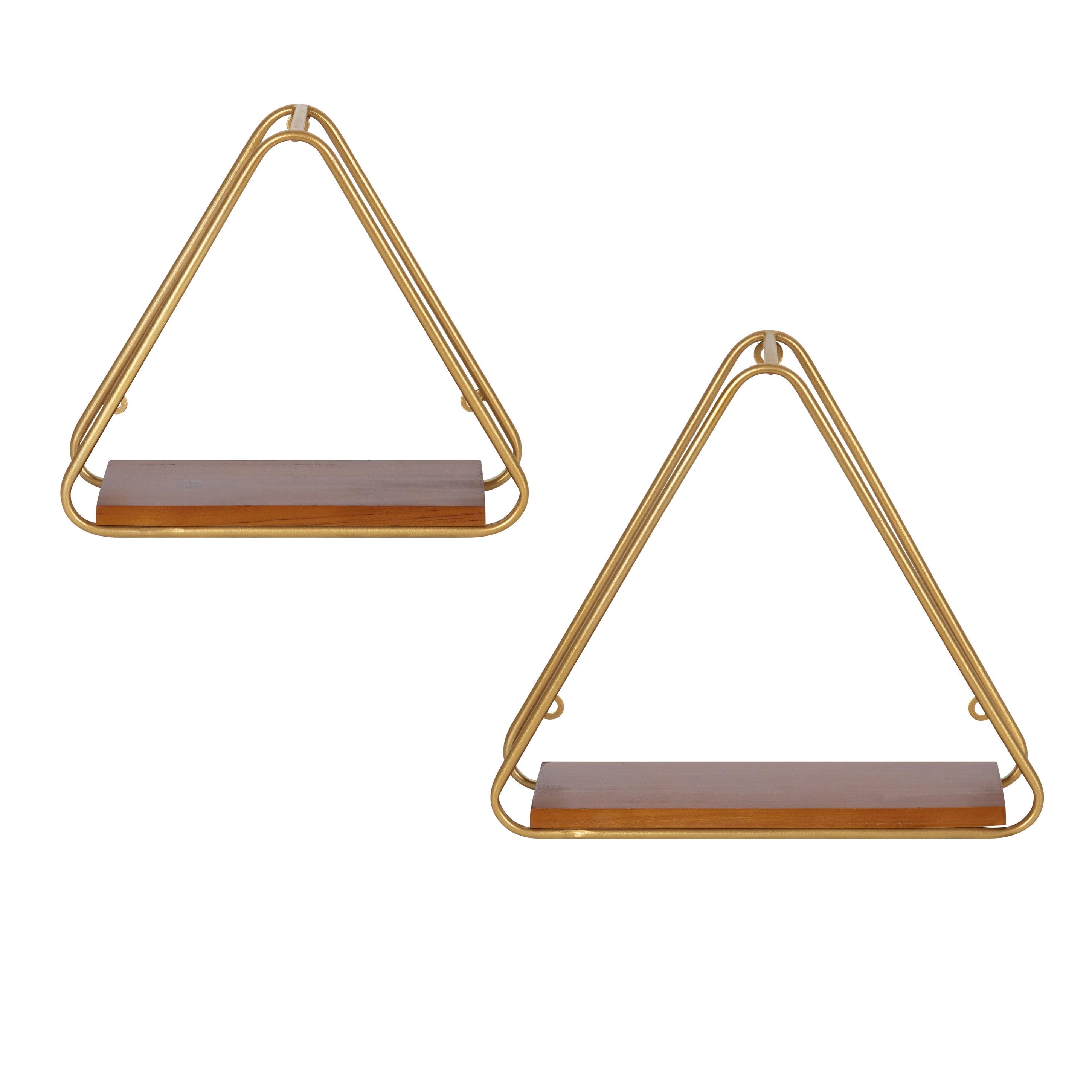 2pc Tilde Triangle Accent Shelf Set Walnut Brown - Kate & Laurel All Things Decor: Modern Geometric Floating Storage