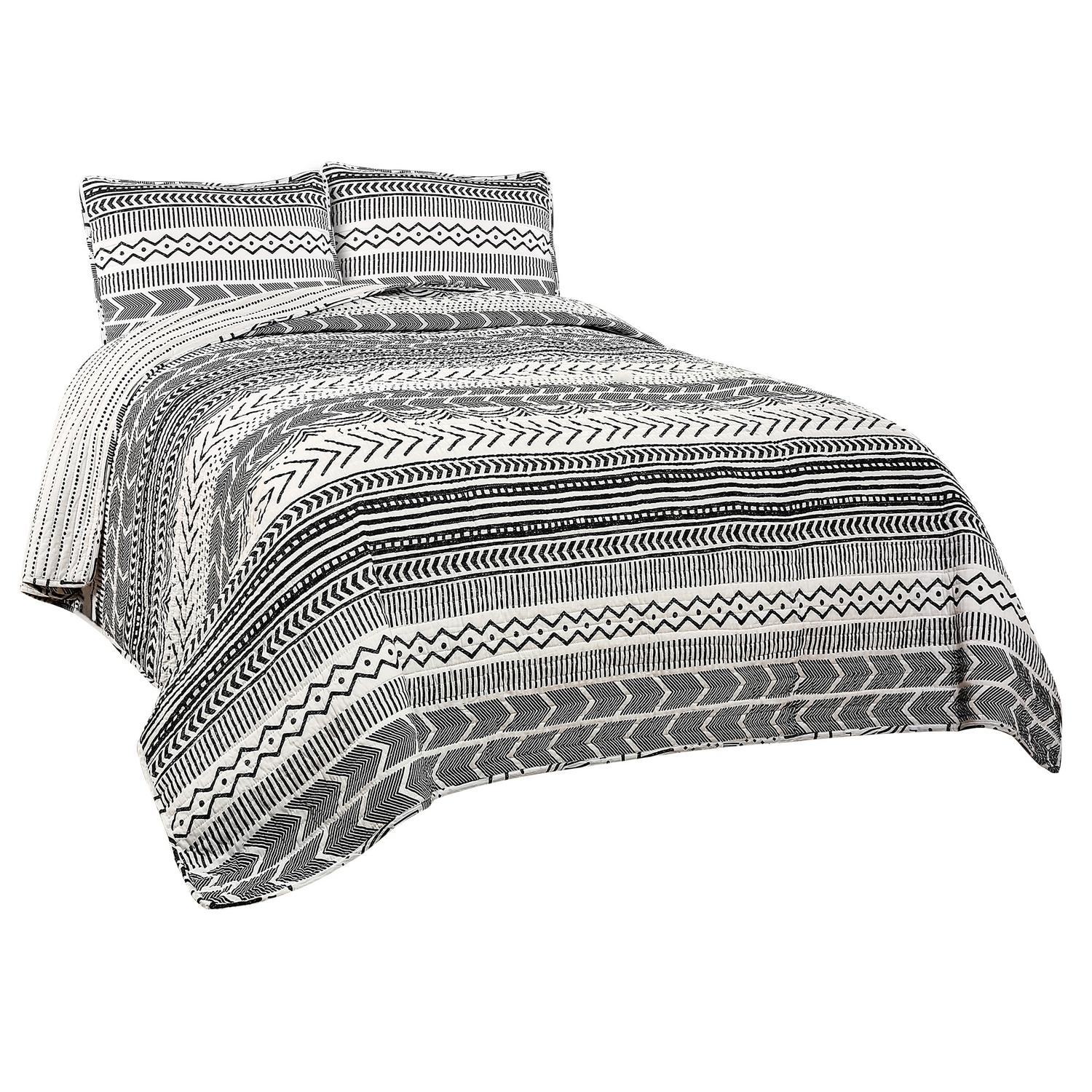 Lush Decor Hygge Geo Reversible Contemporary 3-Piece Quilt Set