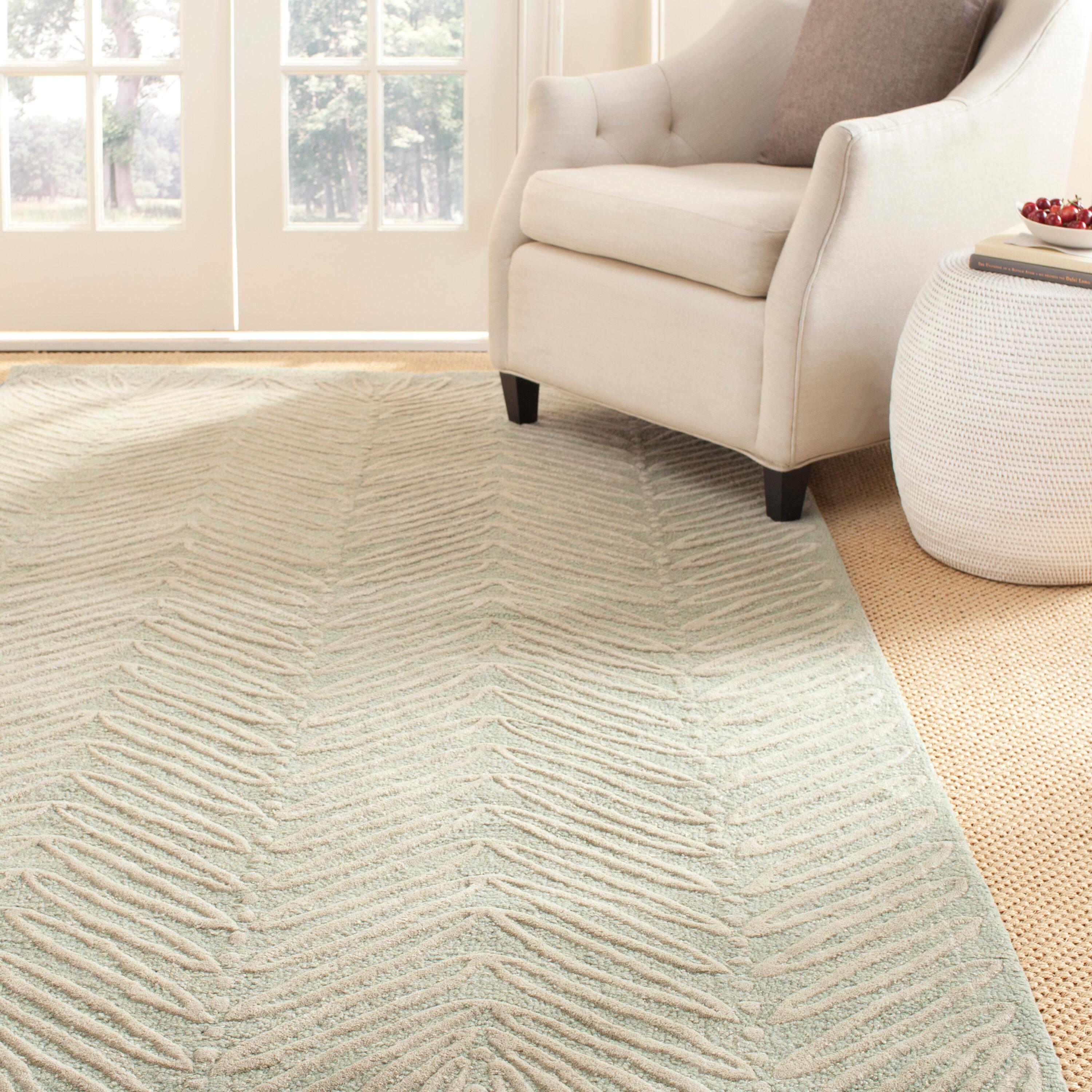 Martha Stewart Chevron Leaves - MSR3612 - Indoor Hand Tufted Area Rugs - Milk Pail Green - 4'x6'