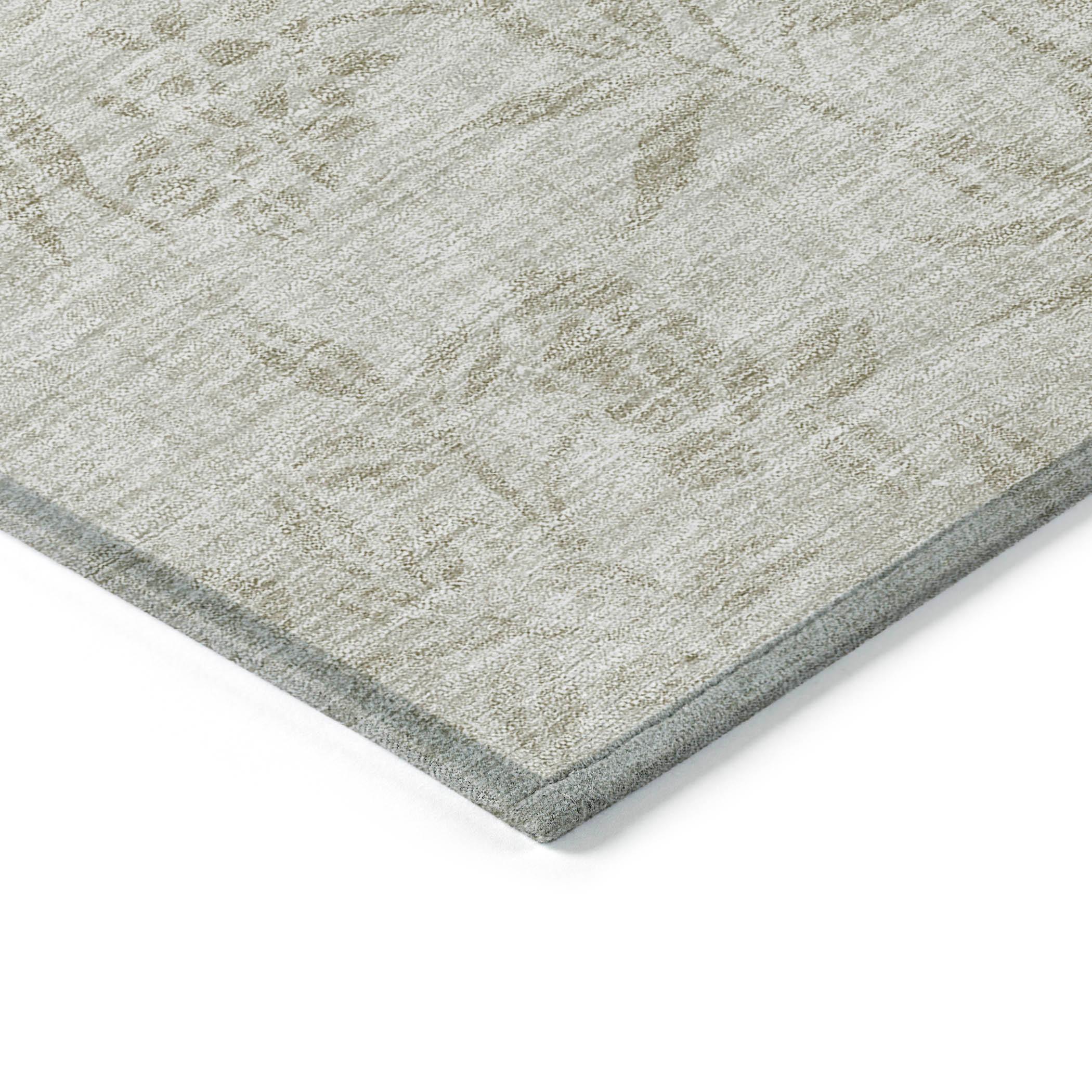 Beige Floral Machine-Washable Indoor Outdoor Area Rug 3' x 5'