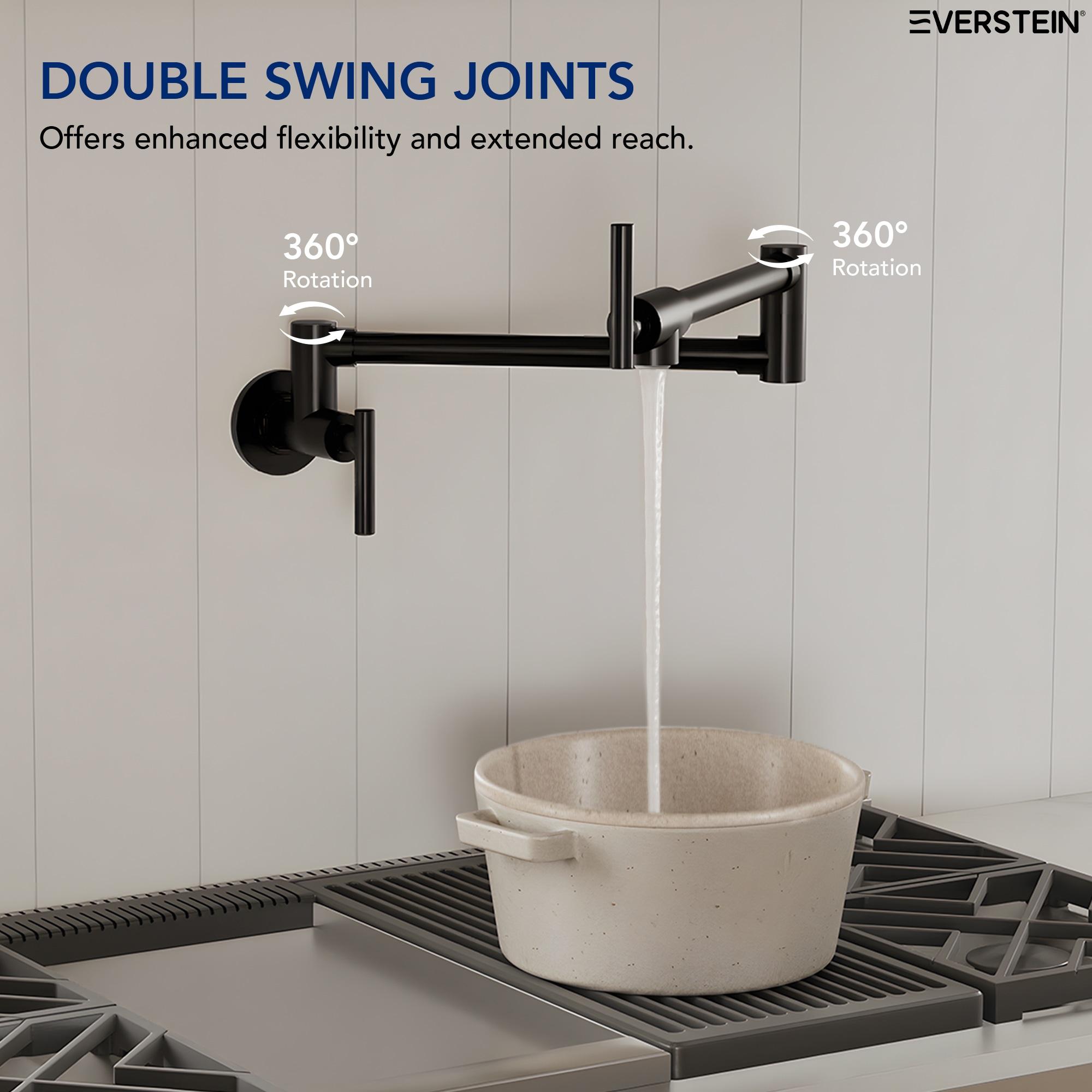 Wall-Mount Pot Filler Faucet, Swing Arm Kitchen Pot Filler Faucet