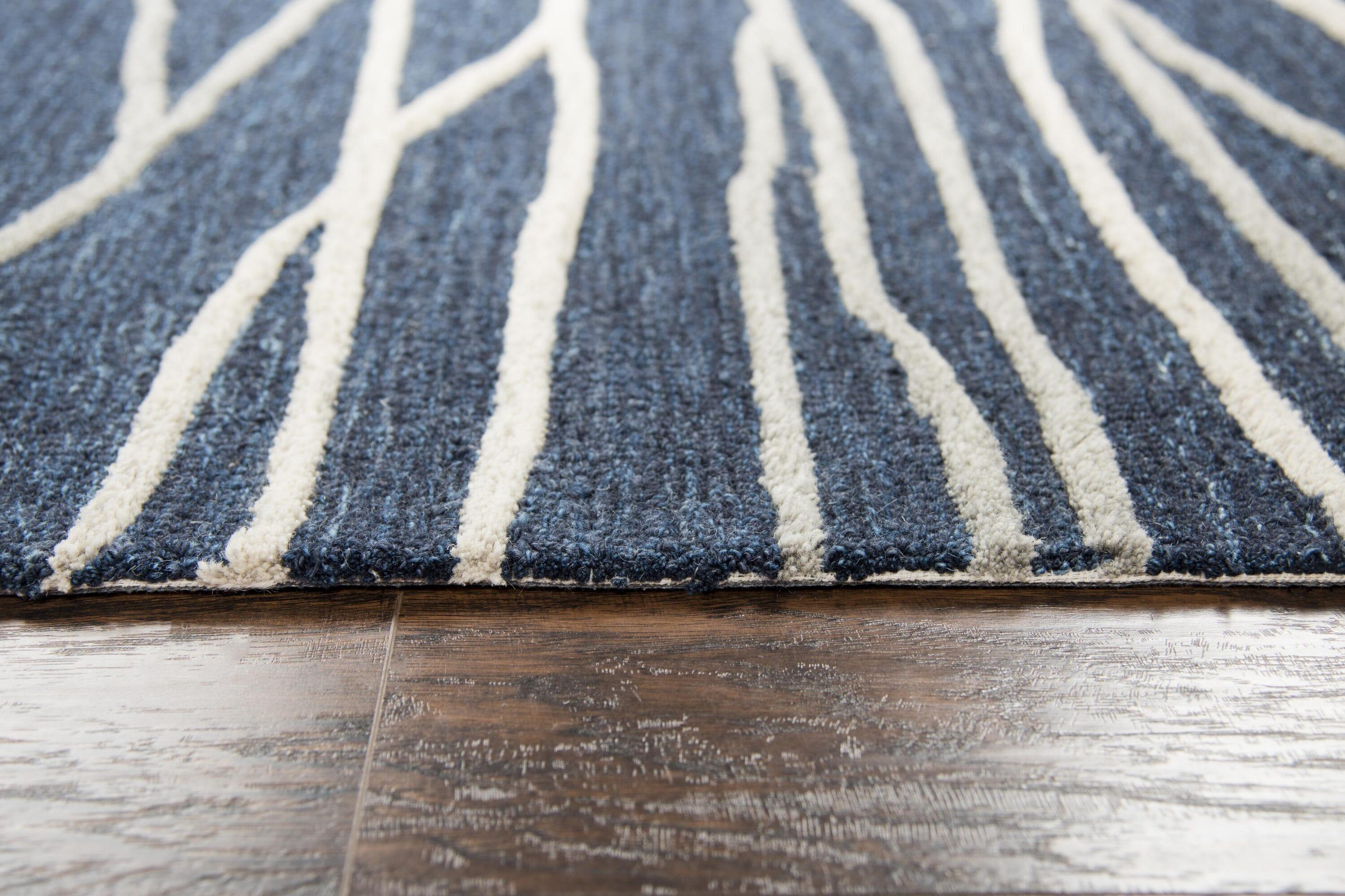 Rizzy Home Hand-tufted Idyllic Navy Wool Lines Area Rug - 8' x10'