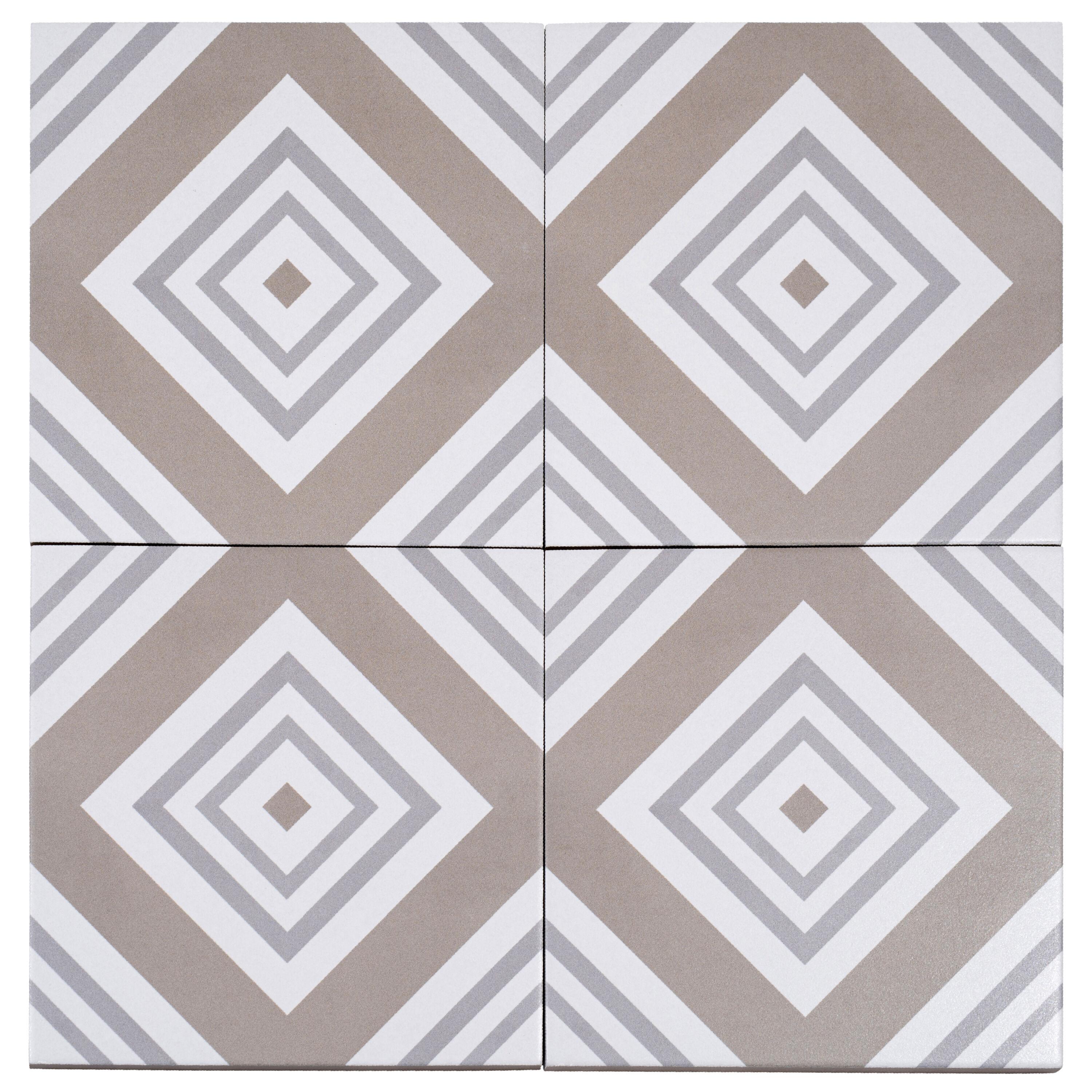 Bliss 8-in. Encaustic Spanish/Moroccan Patterned Matte Porcelain Wall & Floor Tile