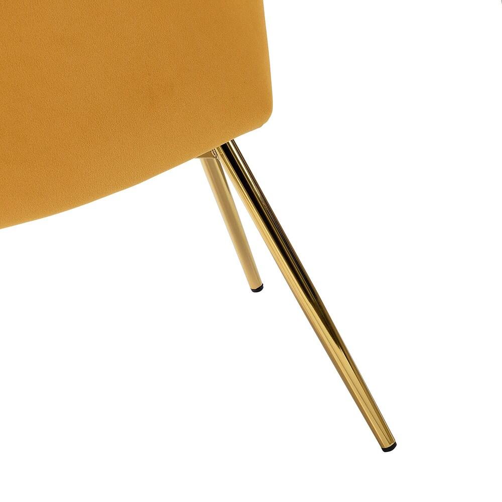 Home Kitchen Velvet Fall Dining Chairs Set of 2 Upholstered Side Chairs Accent Channel Tufted Metal Legs Living Room Bedroom Mustard