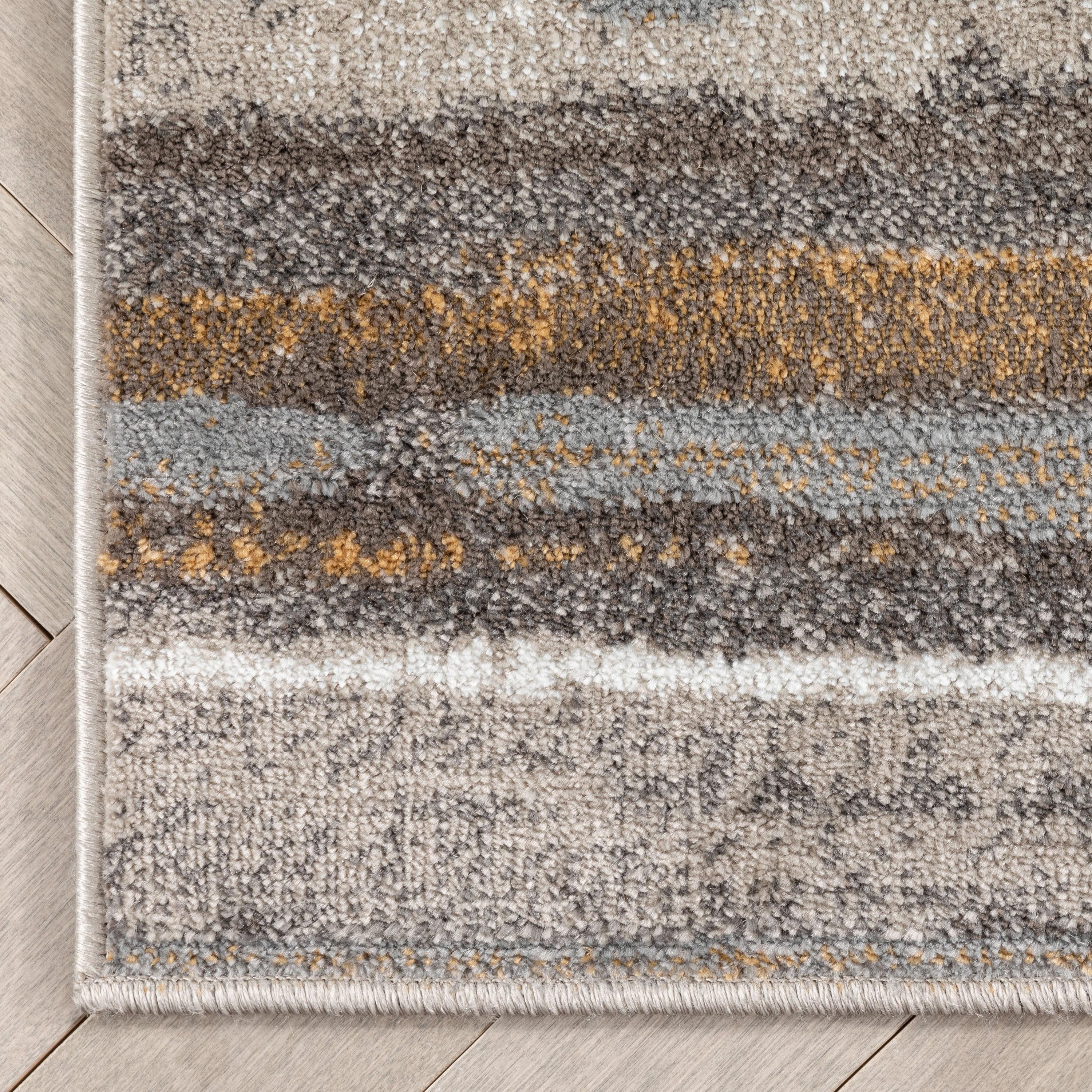 Wade Logan® Chimene Makai Modern Abstract Striped Gray Rug