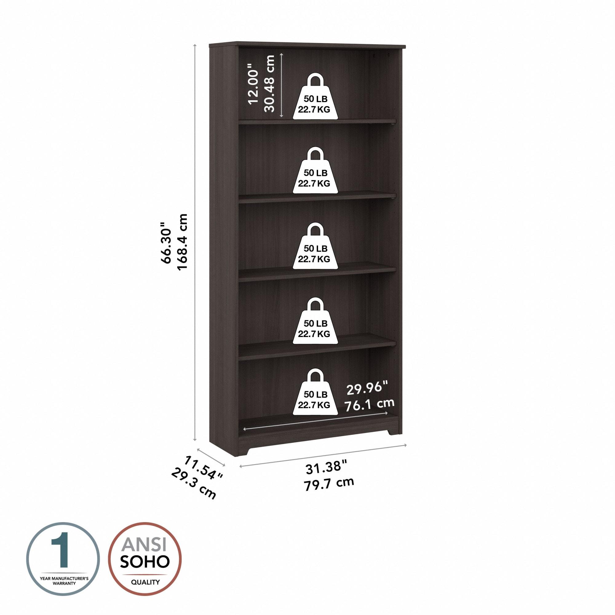 Shelonda 5 Shelf 66" Standard Bookcase