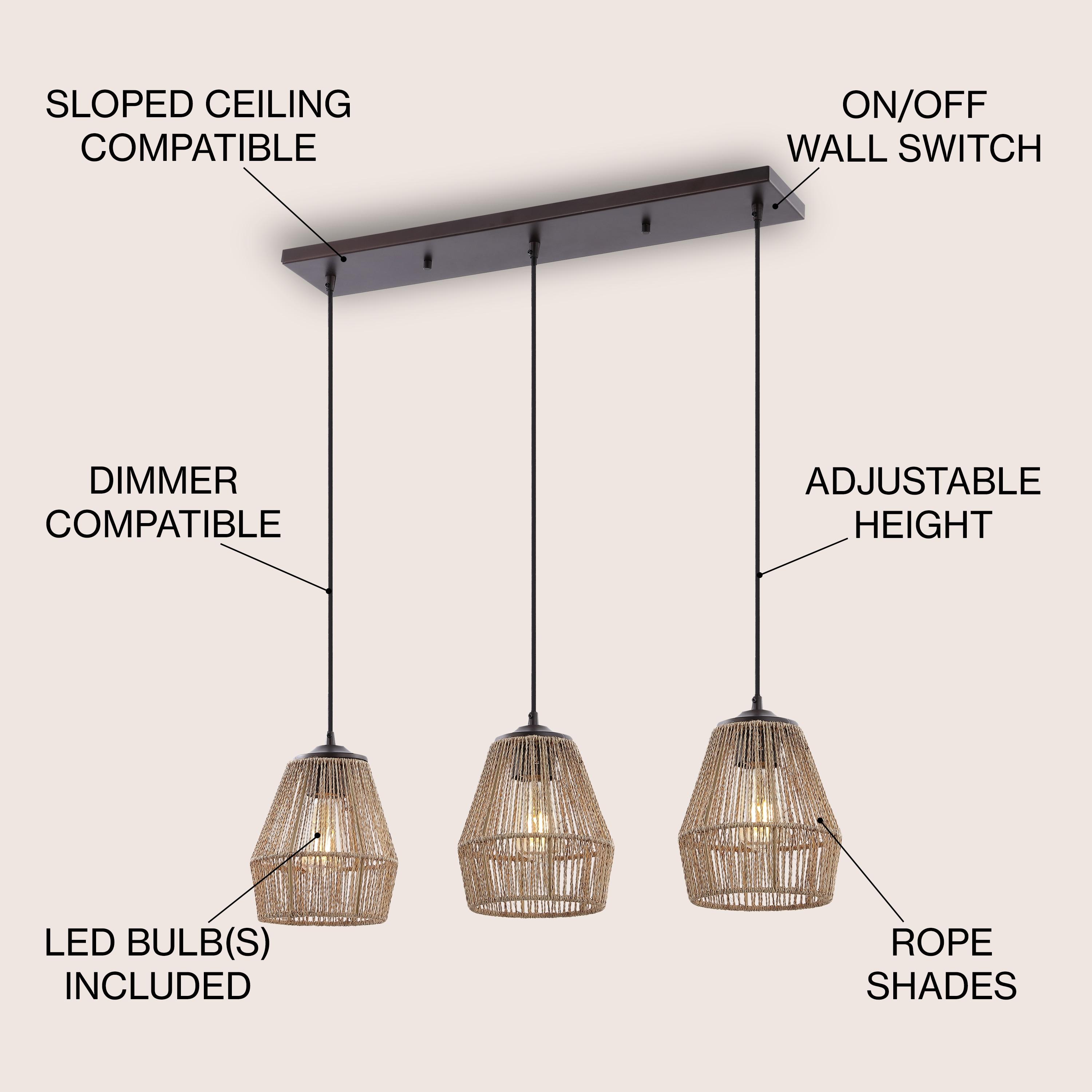 Jonathan Y Ibiza Island Seagrassmetal Bohemian Coastal Led Pendant