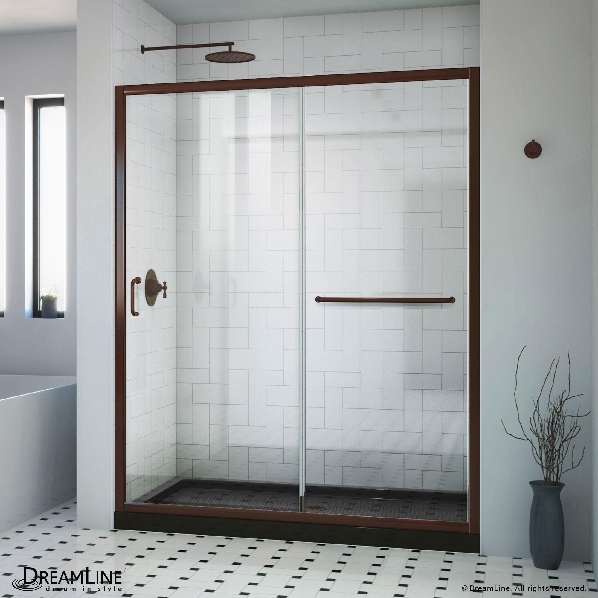 Infinity-Z 60" W x 30" D x 74.75" H Semi Frameless Rectangle Tub Enclosure with Towel Bar and Base Included