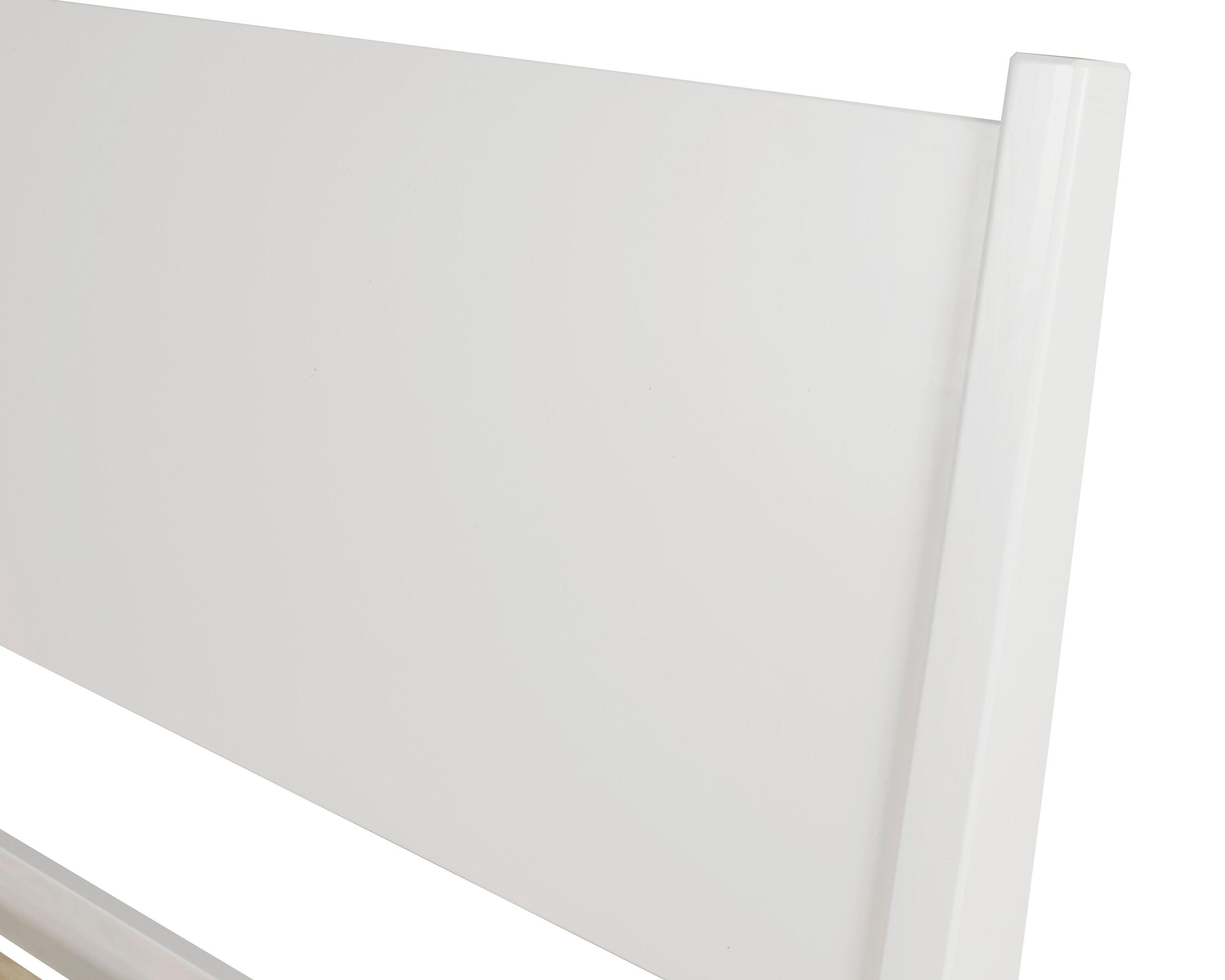 Camaflexi Mid Century Platform Bed Wood Panel Bed Frame with Headboard, Queen, White