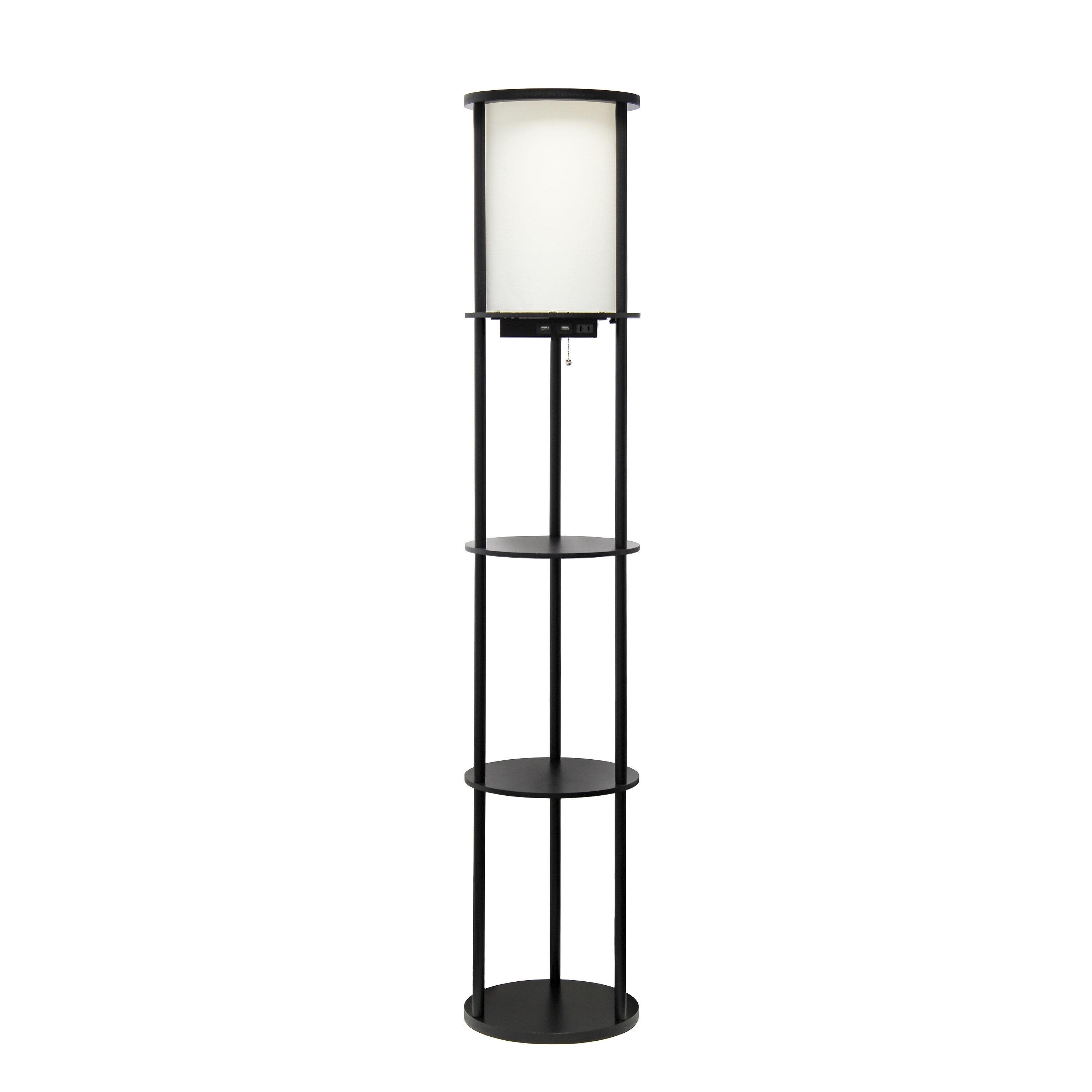 62.5" Round Modern Shelf Etagere Organizer Floor Lamp with Charging Station - Simple Designs