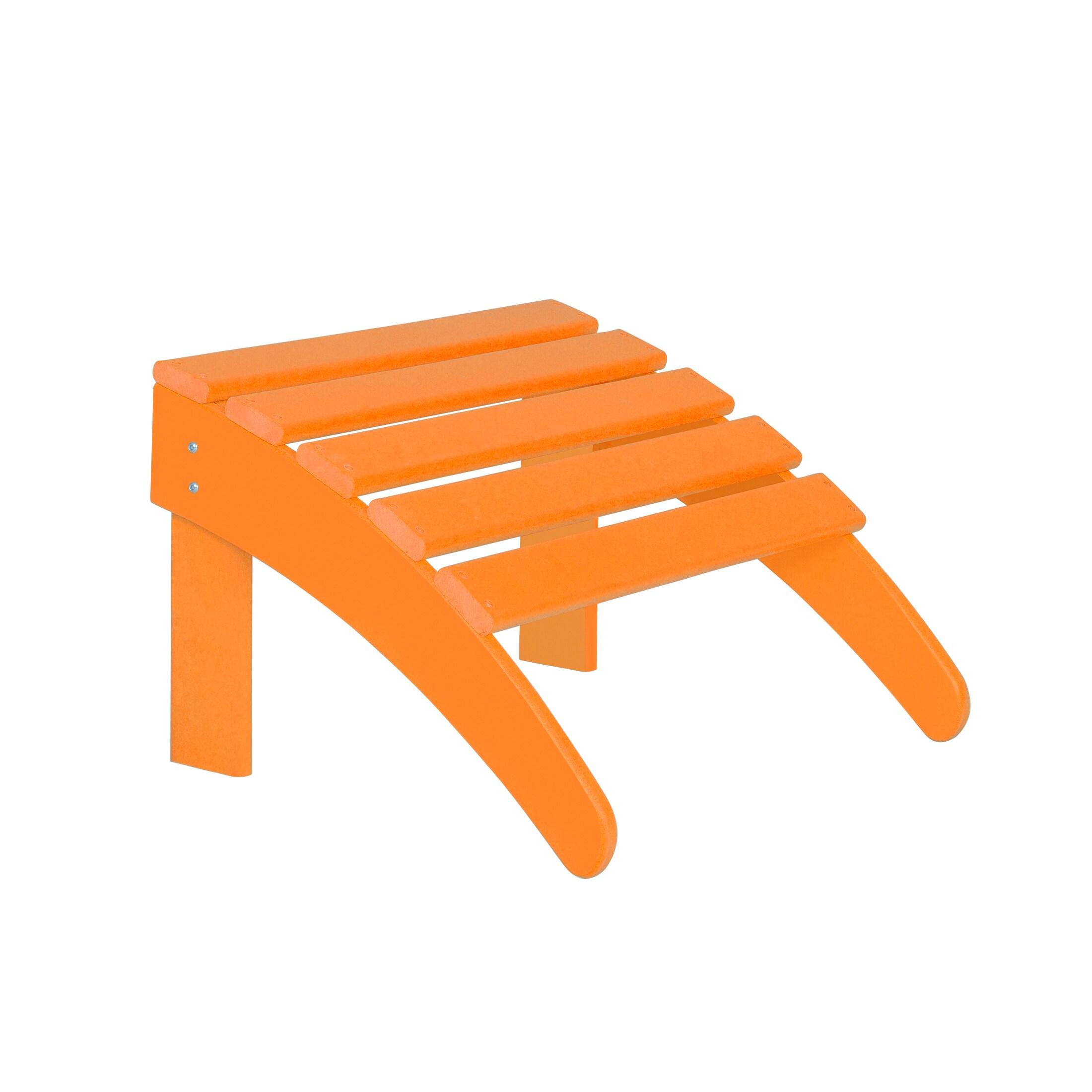 Polytrends  Laguna All Weather Poly Outdoor Patio Adirondack Chair Set - with Ottoman and Side Table (3-Piece) Orange