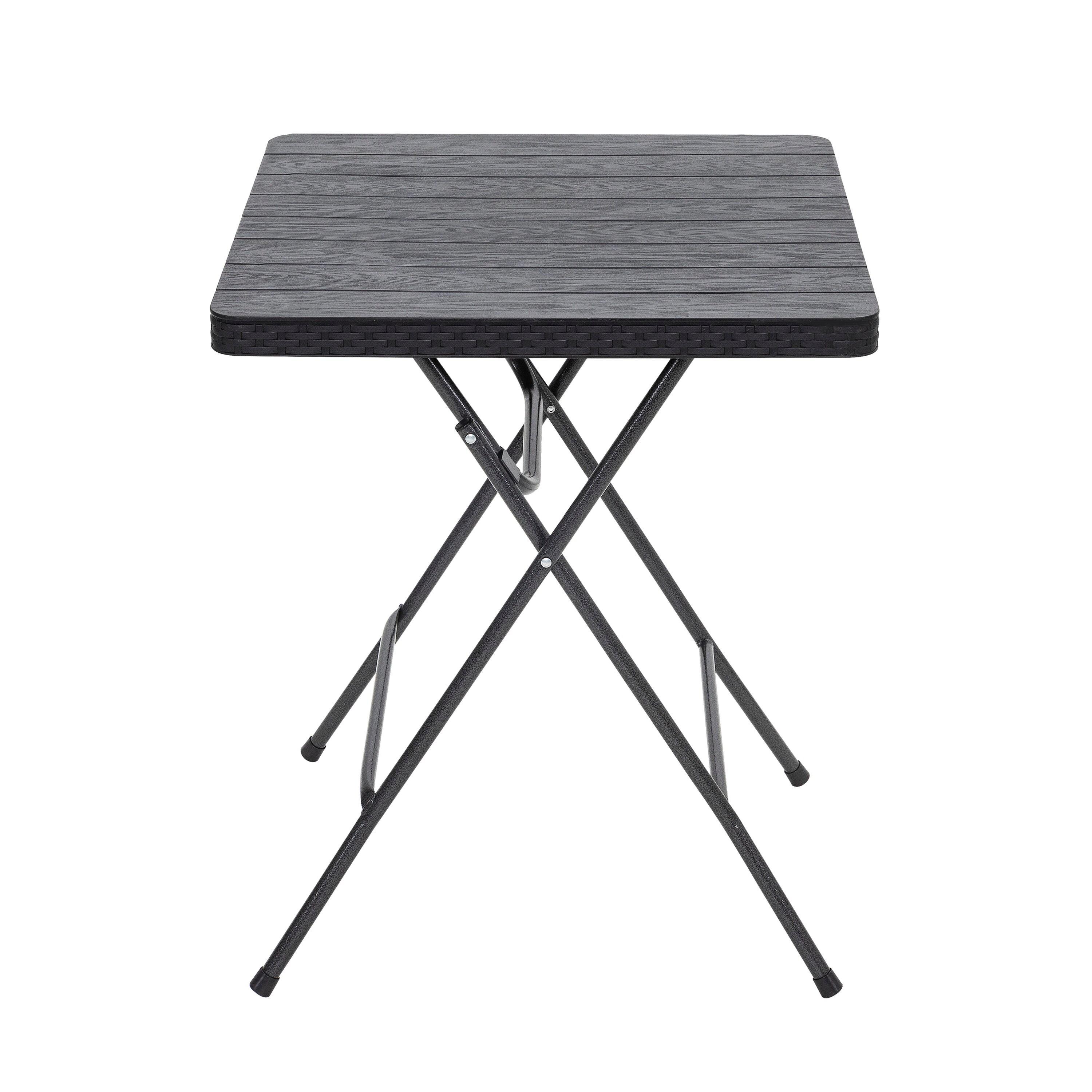 Nuu Garden 3 -Piece Black Rattan Bistro Patio Dining Set Iron Square Table with 2 Stationary Chairs