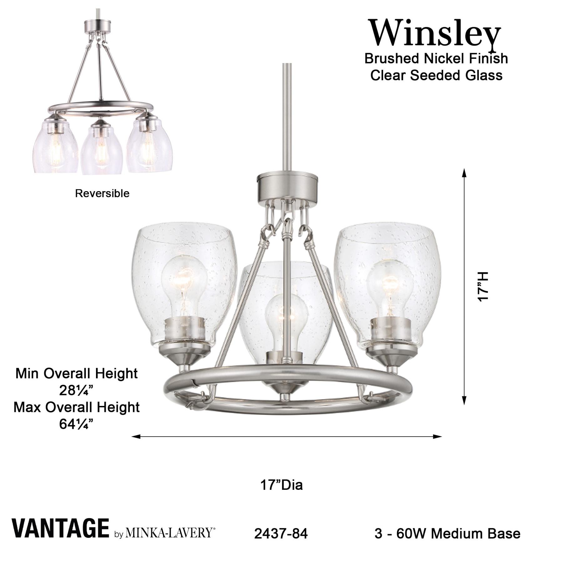 3 Light Chandelier-18.13 Inches Tall And 17 Inches Wide-Brushed Nickel Finish    -Traditional Installation Minka Lavery 2437-84