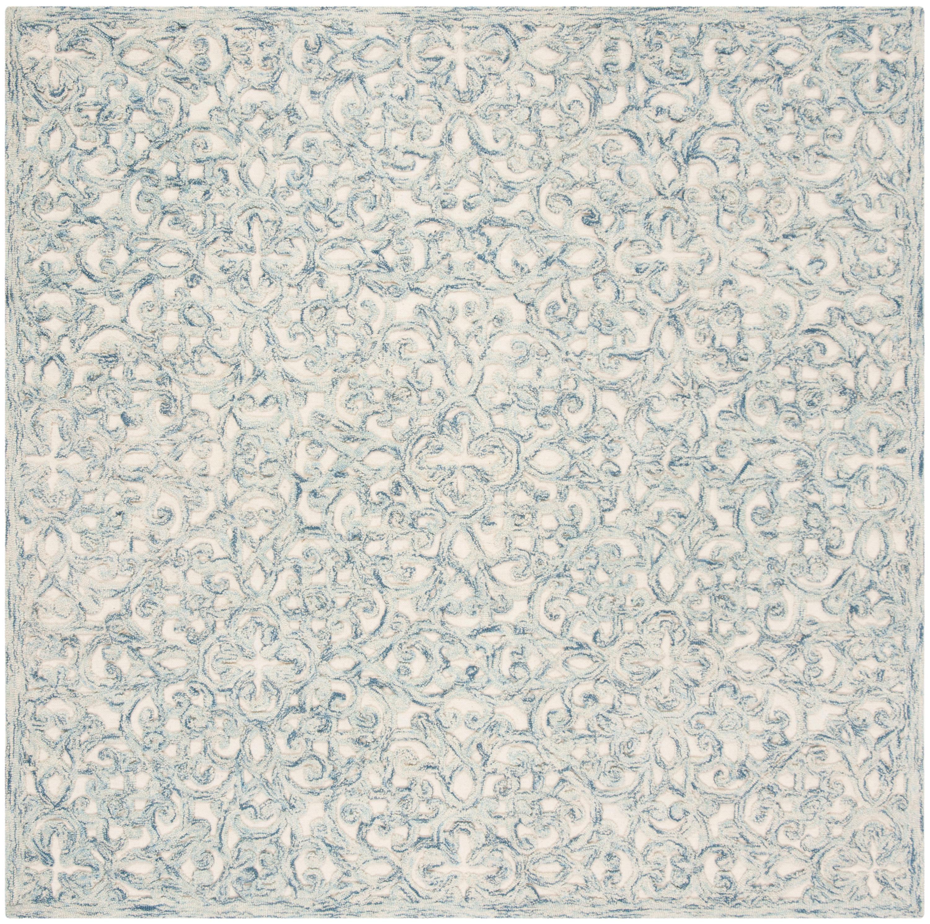 Trace TRC103 Hand Tufted Indoor Area Rug - Blue/Ivory - 6'x6' - Safavieh.