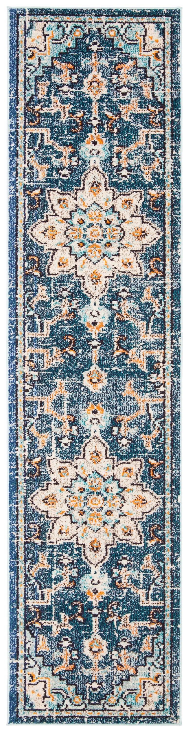 Madison MAD473 Power Loomed Runner Rug - Blue/Light Blue - 2'2"x18' - Safavieh.