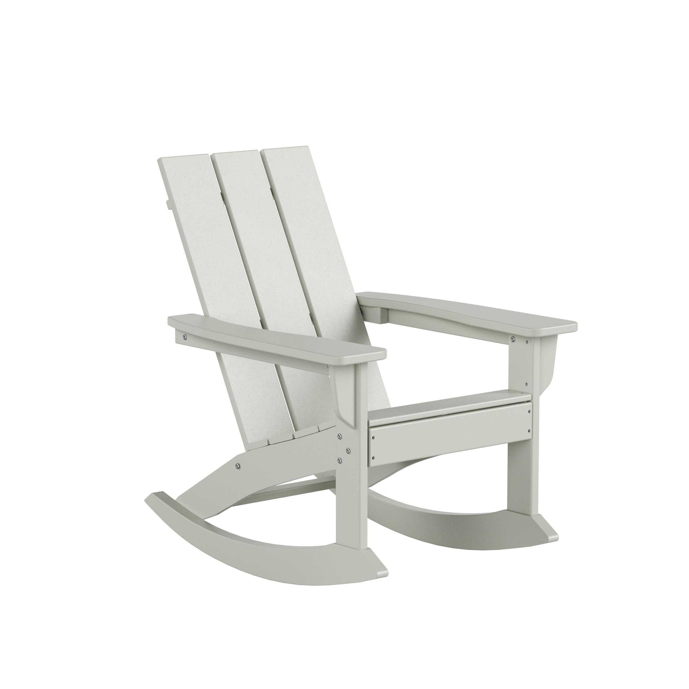 Polytrends  Shoreside Modern Eco-Friendly All Weather Poly Adirondack Rocking Chair Sand