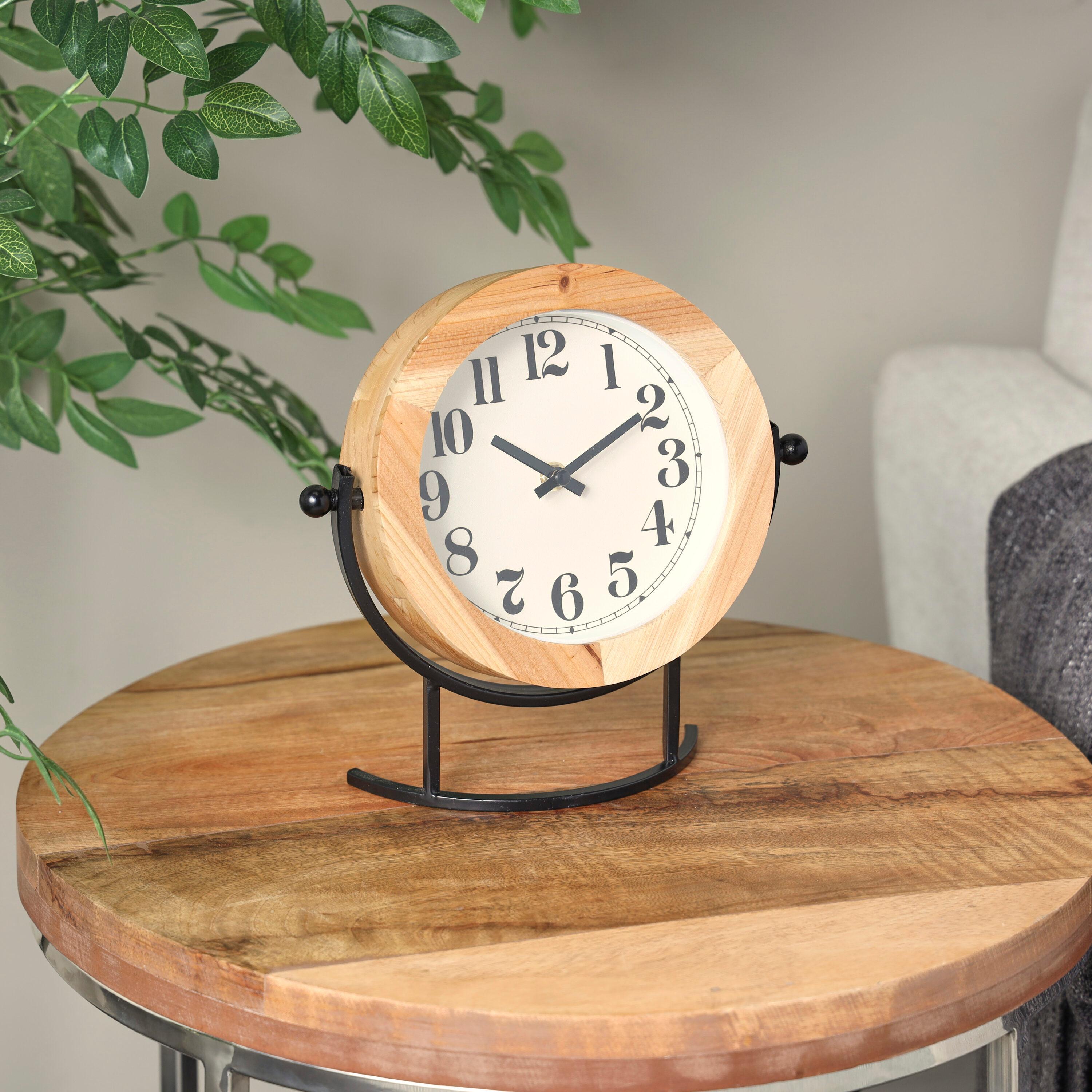 Cole And Grey Wood Round Abstract Clock