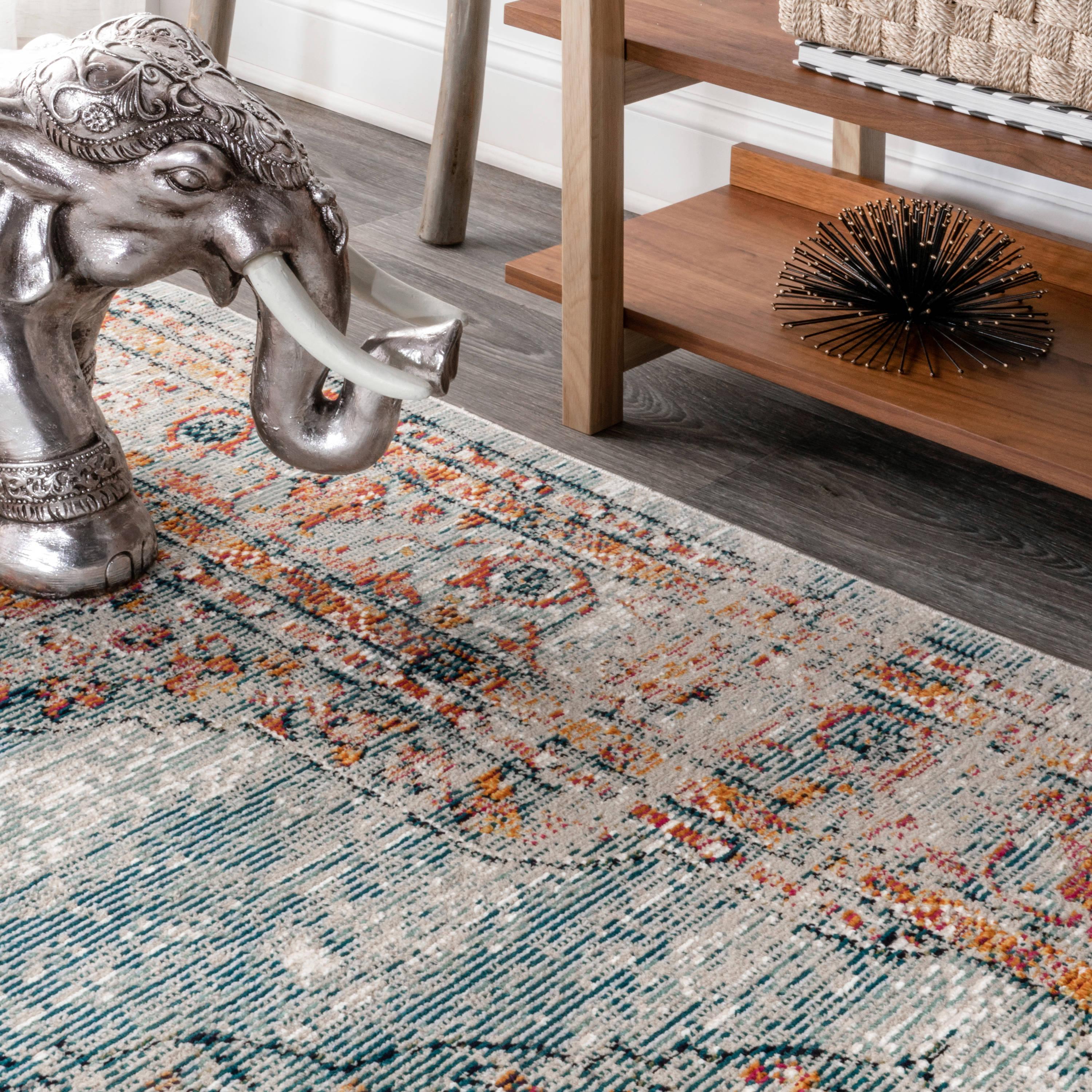 4'x6' Cadiz Vintage Medallion Area Rug, Coral/Turquoise - JONATHAN Y