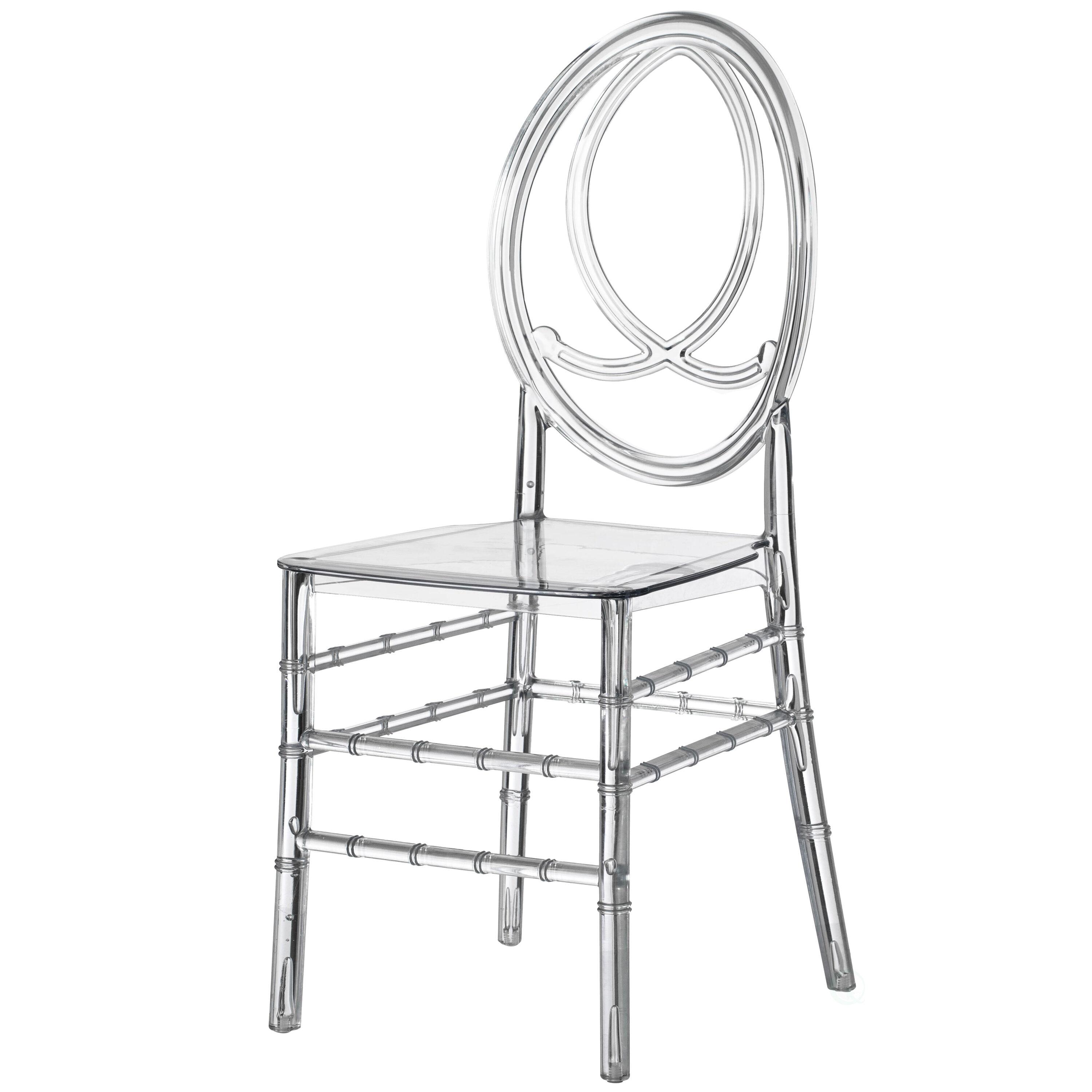 Fabulaxe Modern Acrylic Phoenix Dining Chair, Stackable Transparent Party Chair, Crystal Clear Acrylic Chair for Events and Weddings, Single