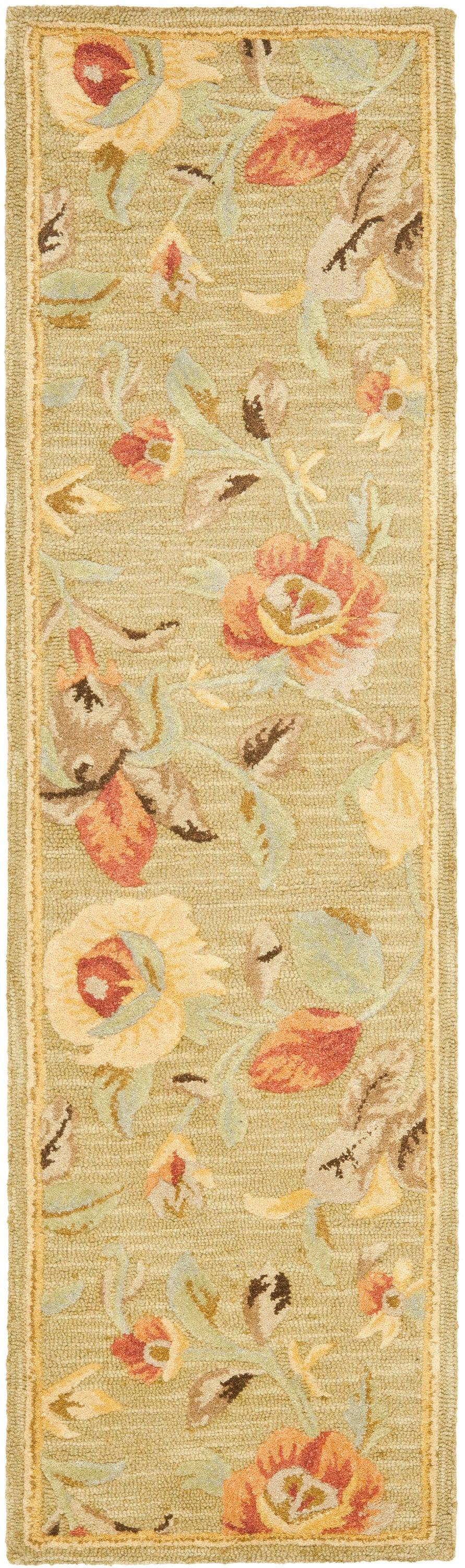 Blossom BLM785 Hand Hooked Runner Rug - Green/Multi - 2'3"x8' - Safavieh.