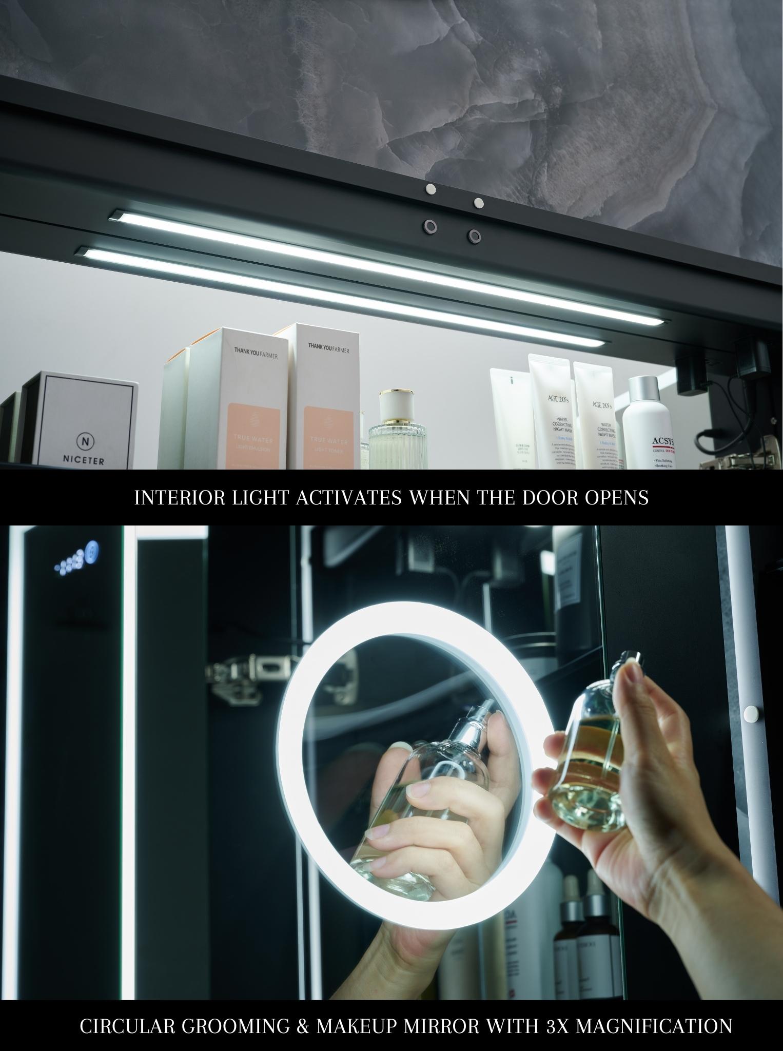 Ancerre Designs Pagani LED Mirror Medicine Cabinet With Defogger, Dimmer, Magnifier & USB Outlet