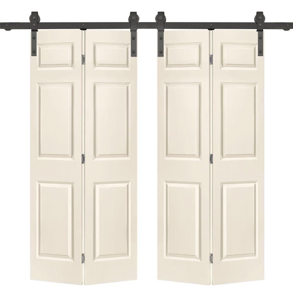 Calhome Paneled MDF Composite Double Bifold Barn Doors with Installation Hardware Kit